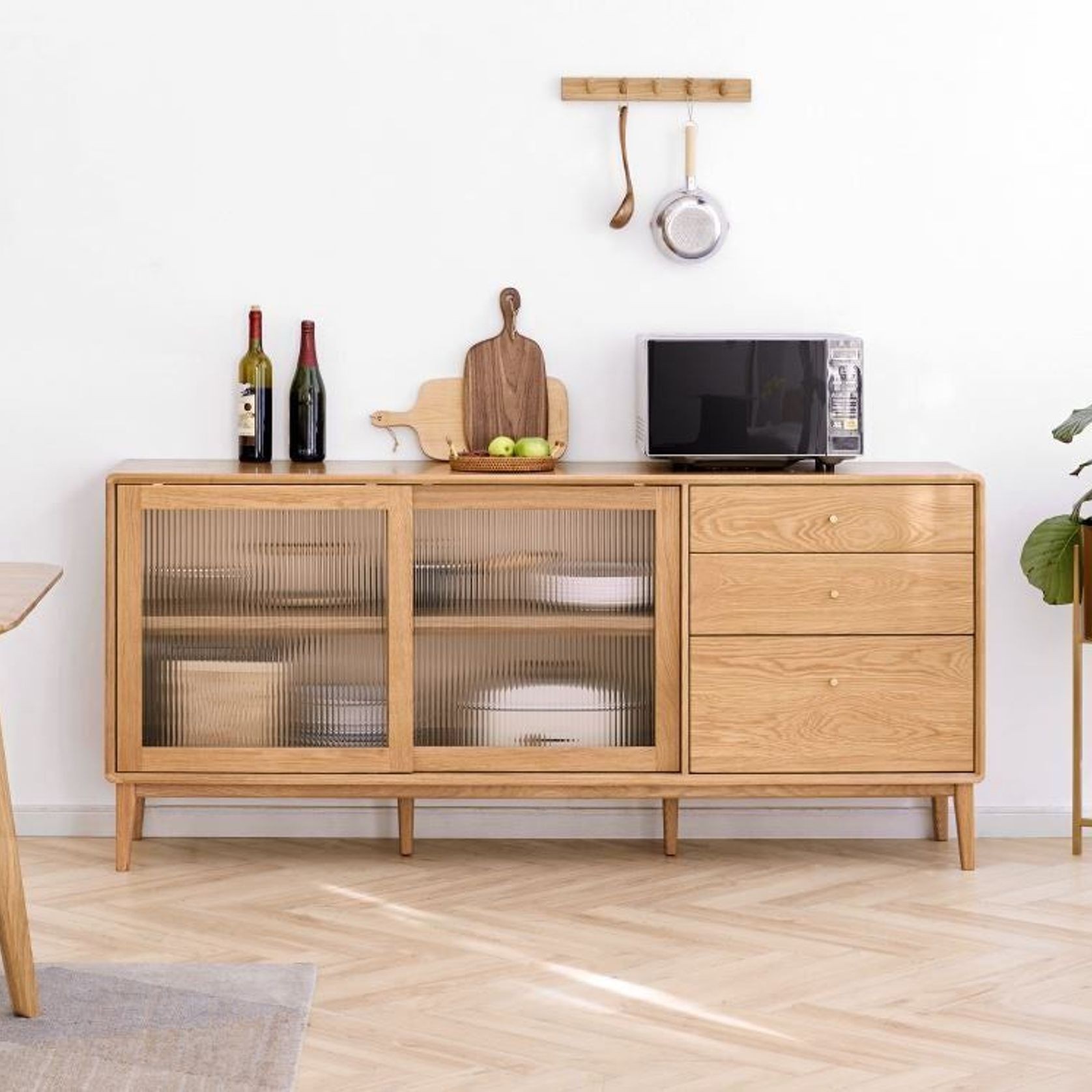 Oslo Natural Solid Oak Sideboard with Hutch Dresser - Clearance gallery detail image
