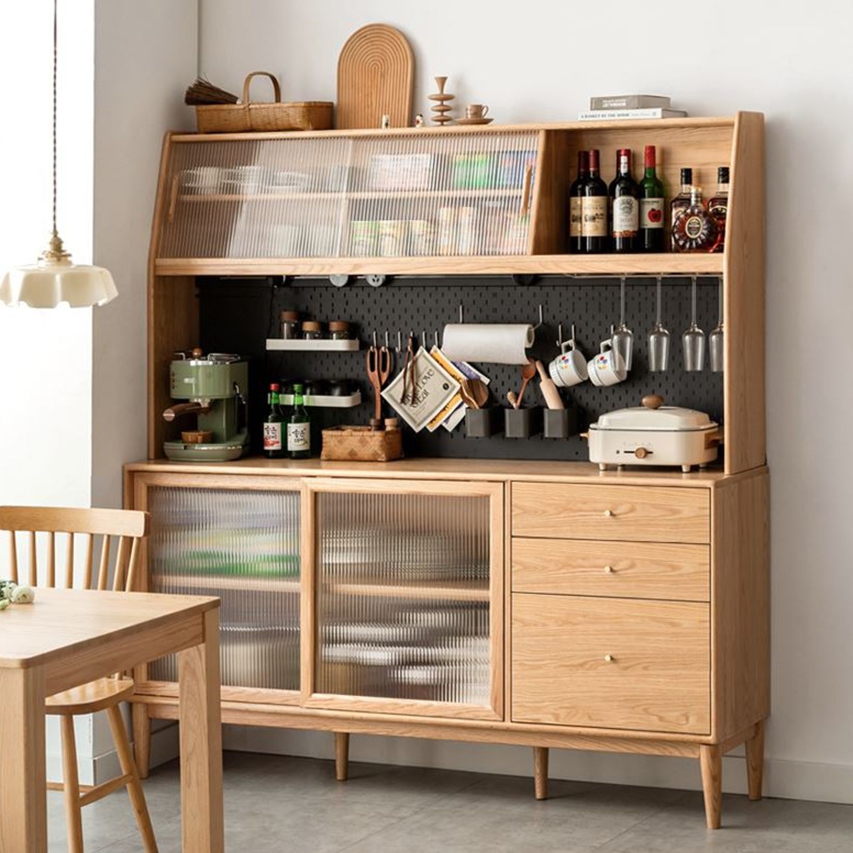 Oslo Natural Solid Oak Sideboard With Hutch Dresser gallery detail image