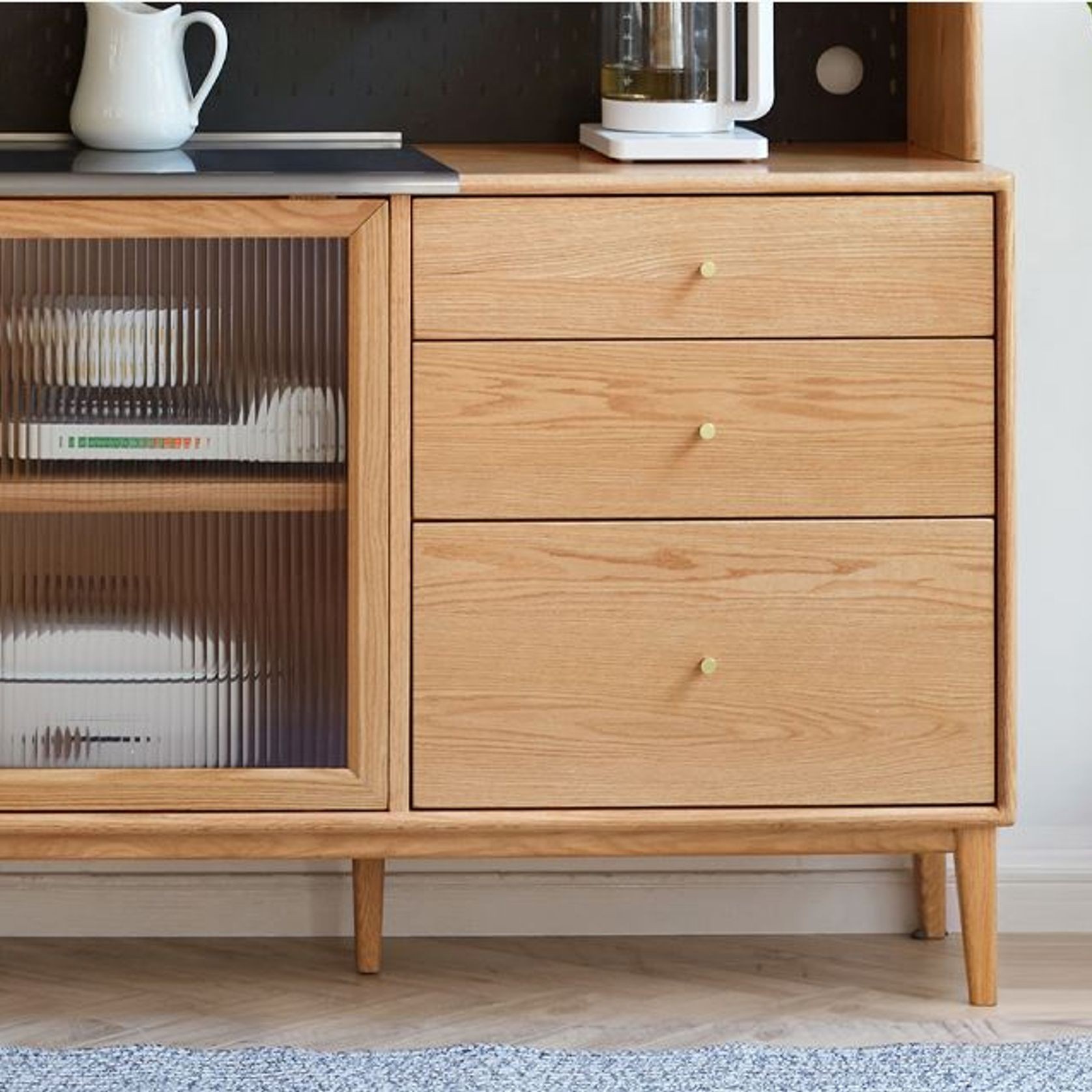 Oslo Natural Solid Oak Sideboard With Hutch Dresser gallery detail image