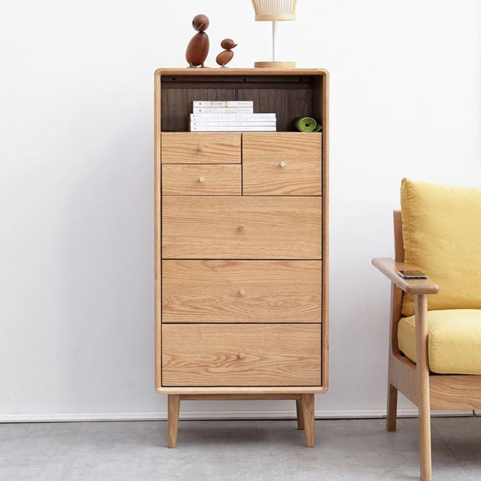 Oslo Natural Solid Oak Slim Chest Of Drawers gallery detail image