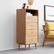 Oslo Natural Solid Oak Slim Chest Of Drawers gallery detail image