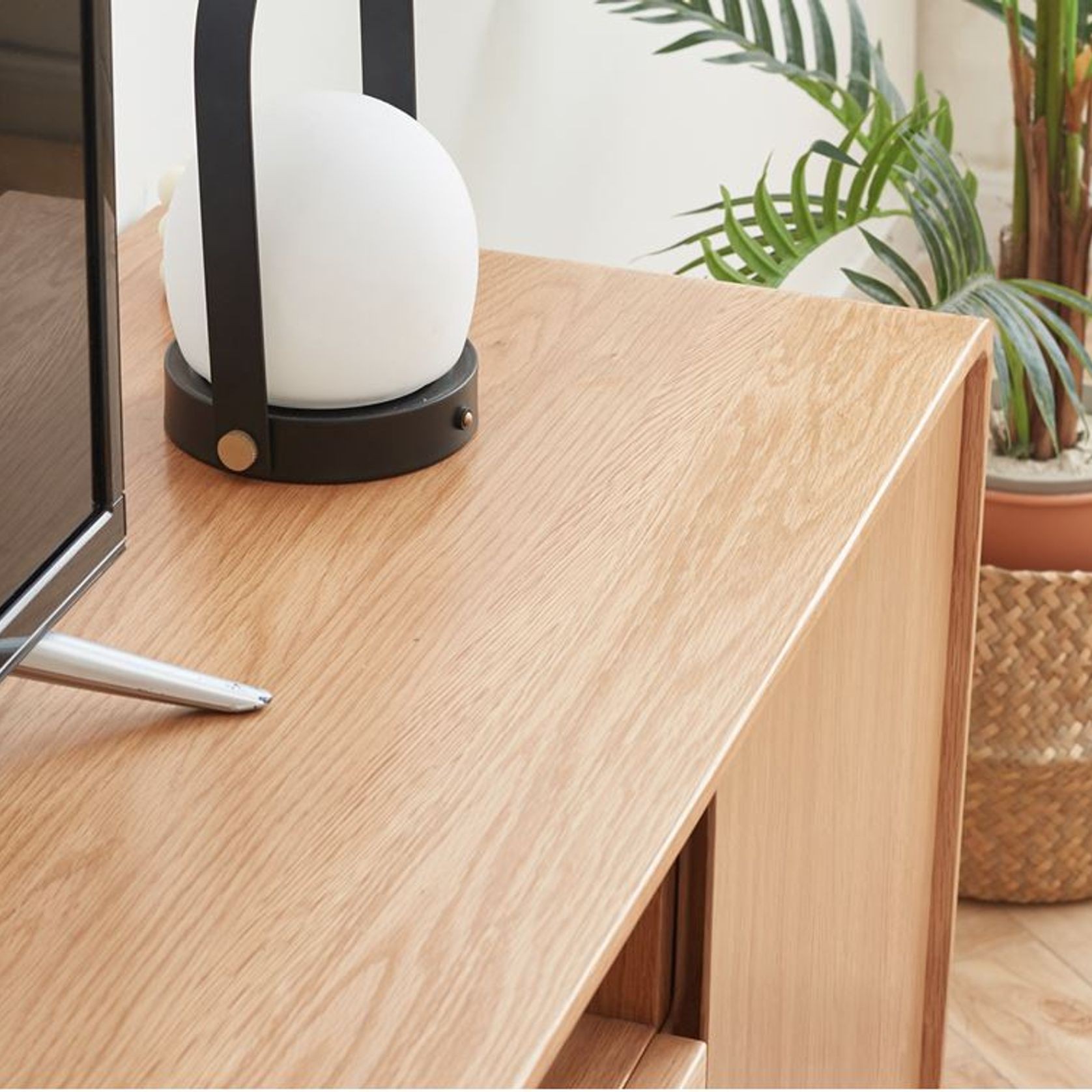 Oslo Natural Solid Oak Tall TV Unit gallery detail image