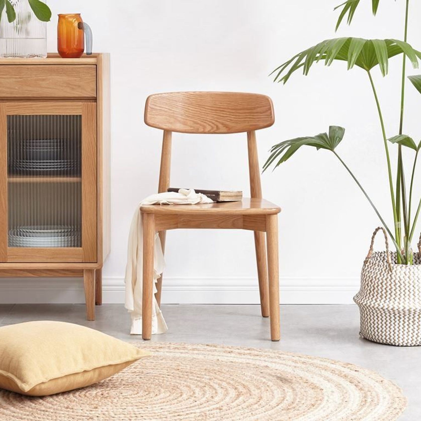 Oslo Natural Solid Oak Dining Chair gallery detail image