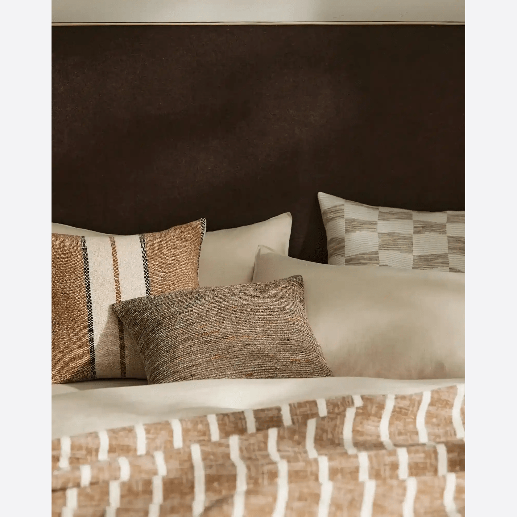 Weave Home Ottavio Cushion - Cocoa | Textured Stripe gallery detail image