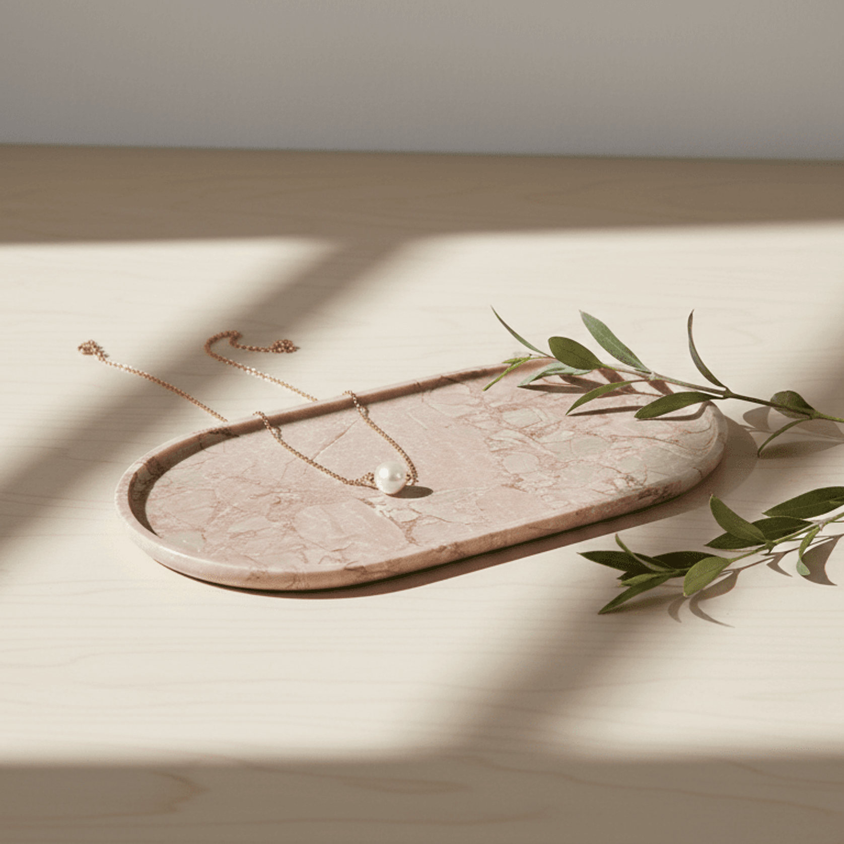 Oval Concave Tray - Pearl Pink Blush Marble gallery detail image