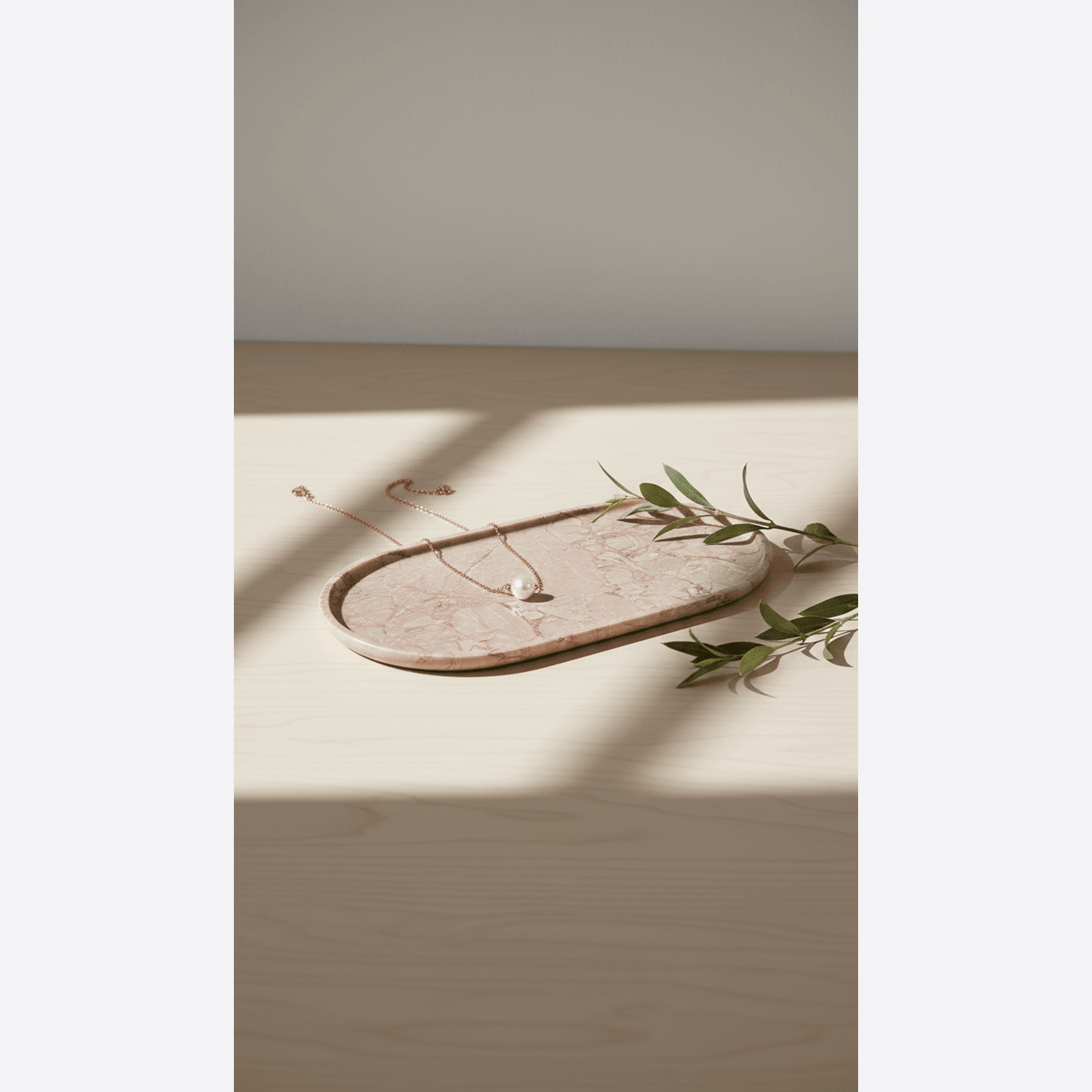 Oval Concave Tray - Pearl Pink Blush Marble gallery detail image