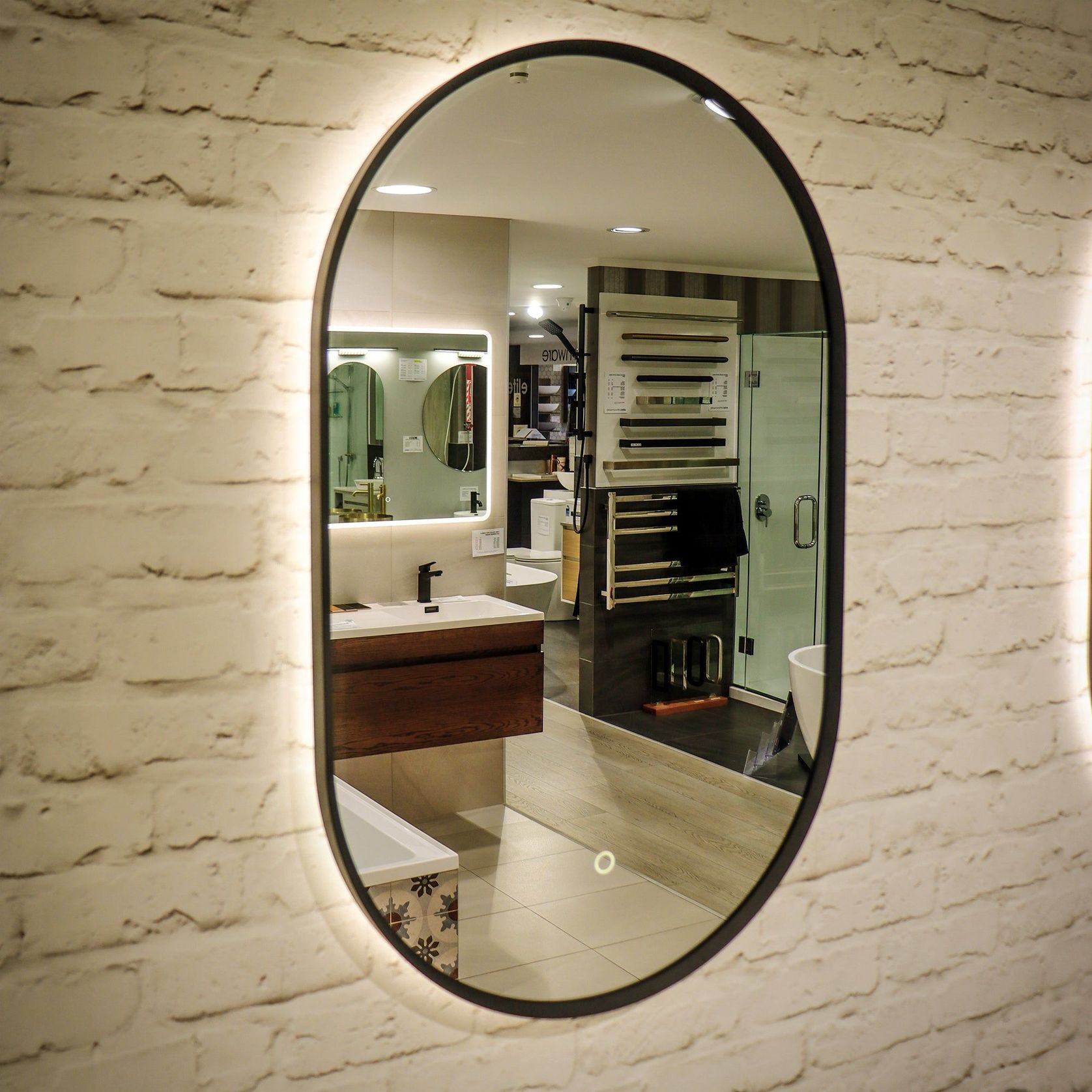 Solace Oval Black Framed Led Mirror 500X800Mm gallery detail image