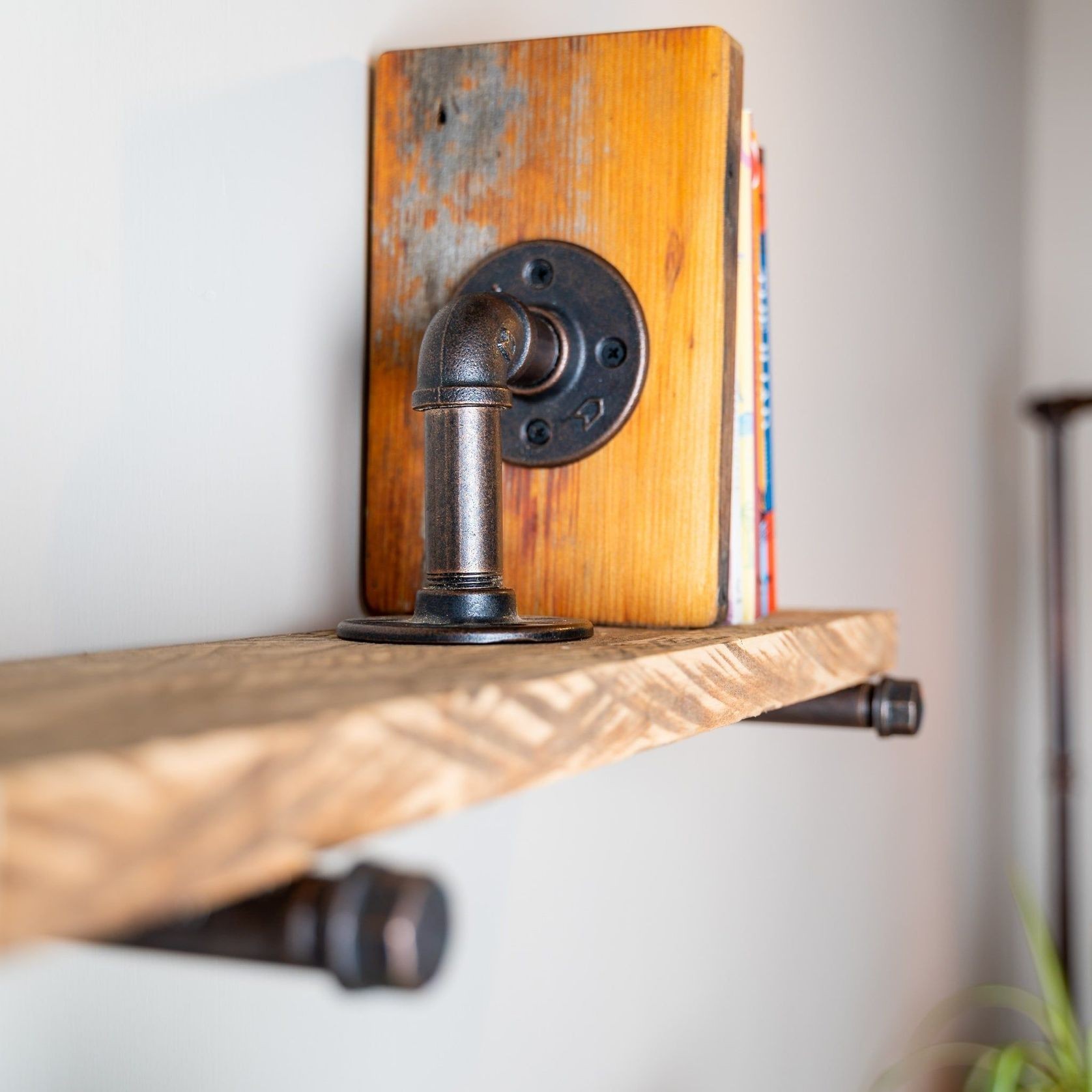 Macrocarpa Industrial Pipe Shelf 20cm gallery detail image