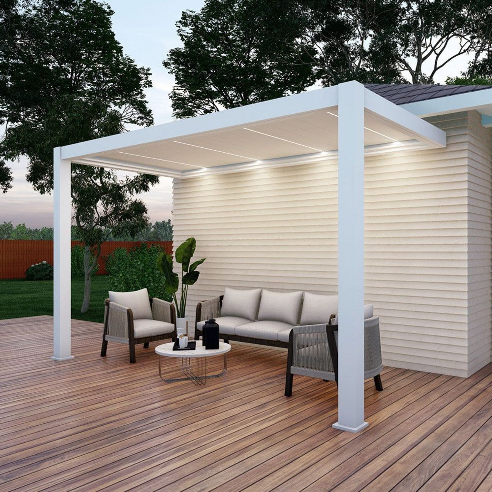Baltic Motorised Wall Mounted Louvre Roof Aluminium Pergola gallery detail image