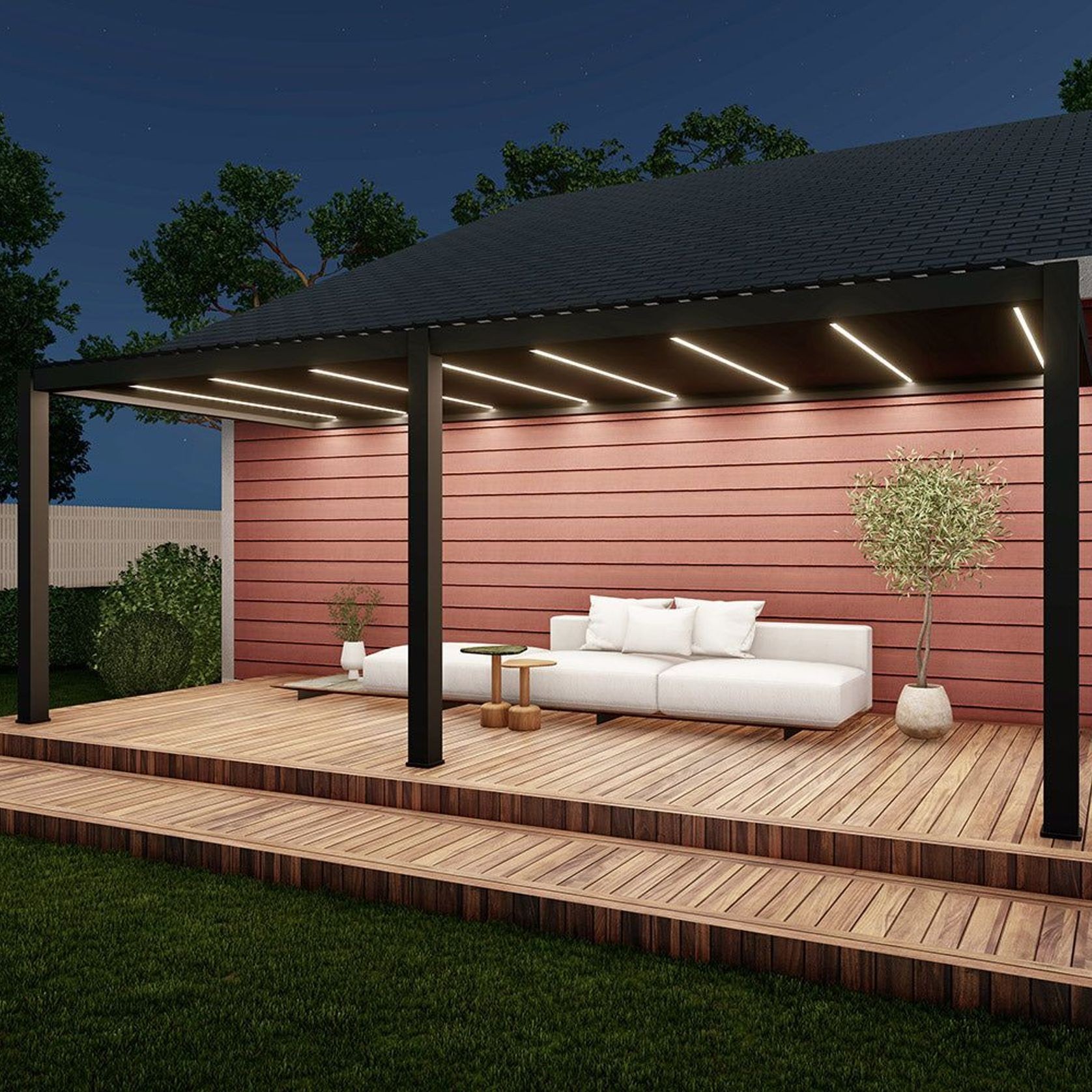 Baltic Motorised Wall Mounted Louvre Roof Aluminium Pergola gallery detail image