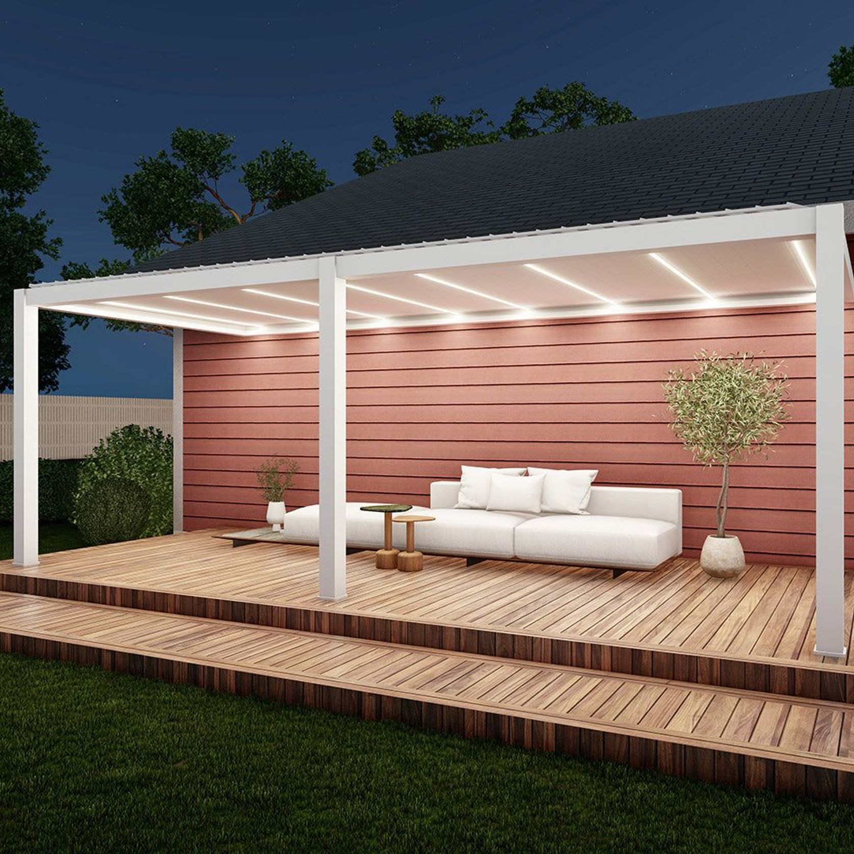 Baltic Motorised Wall Mounted Louvre Roof Aluminium Pergola gallery detail image