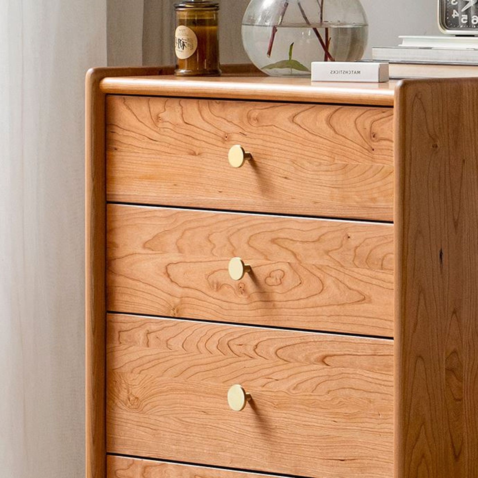 Prunus Solid Cherry 5 Drawers Tallboy gallery detail image