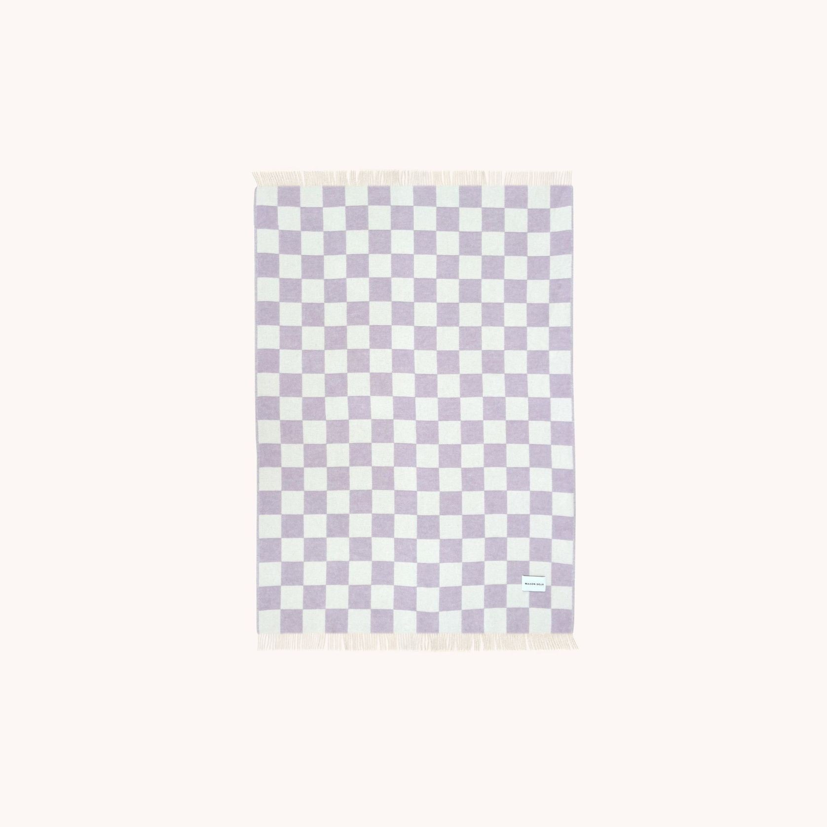 Maison Deux Checkerboard - Lilac | Large Reversible Wool Throw gallery detail image