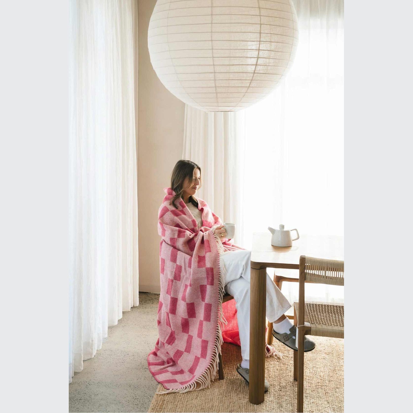 Ruanui Station Lambswool Throw - Rakatunga Raspberry gallery detail image