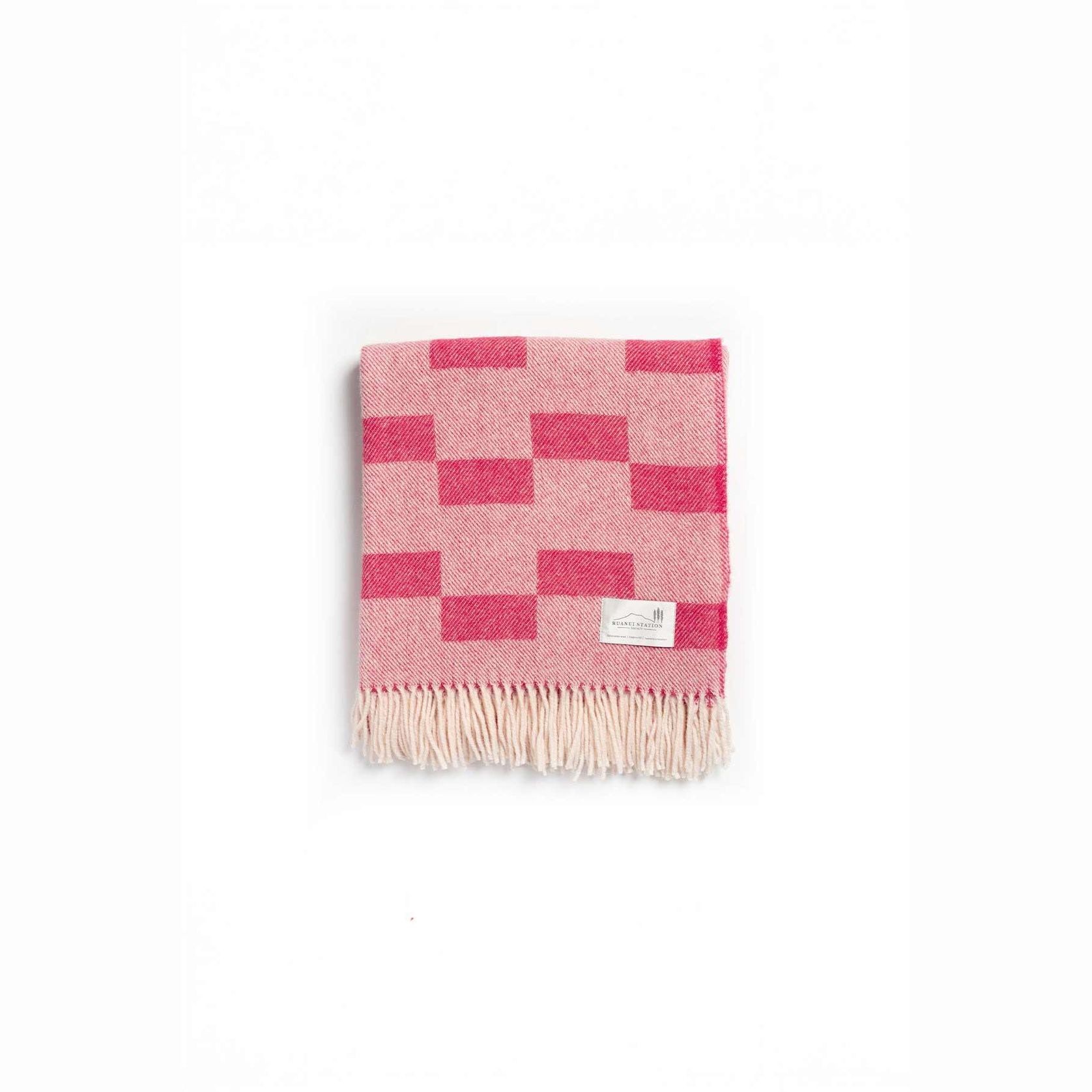 Ruanui Station Lambswool Throw - Rakatunga Raspberry gallery detail image