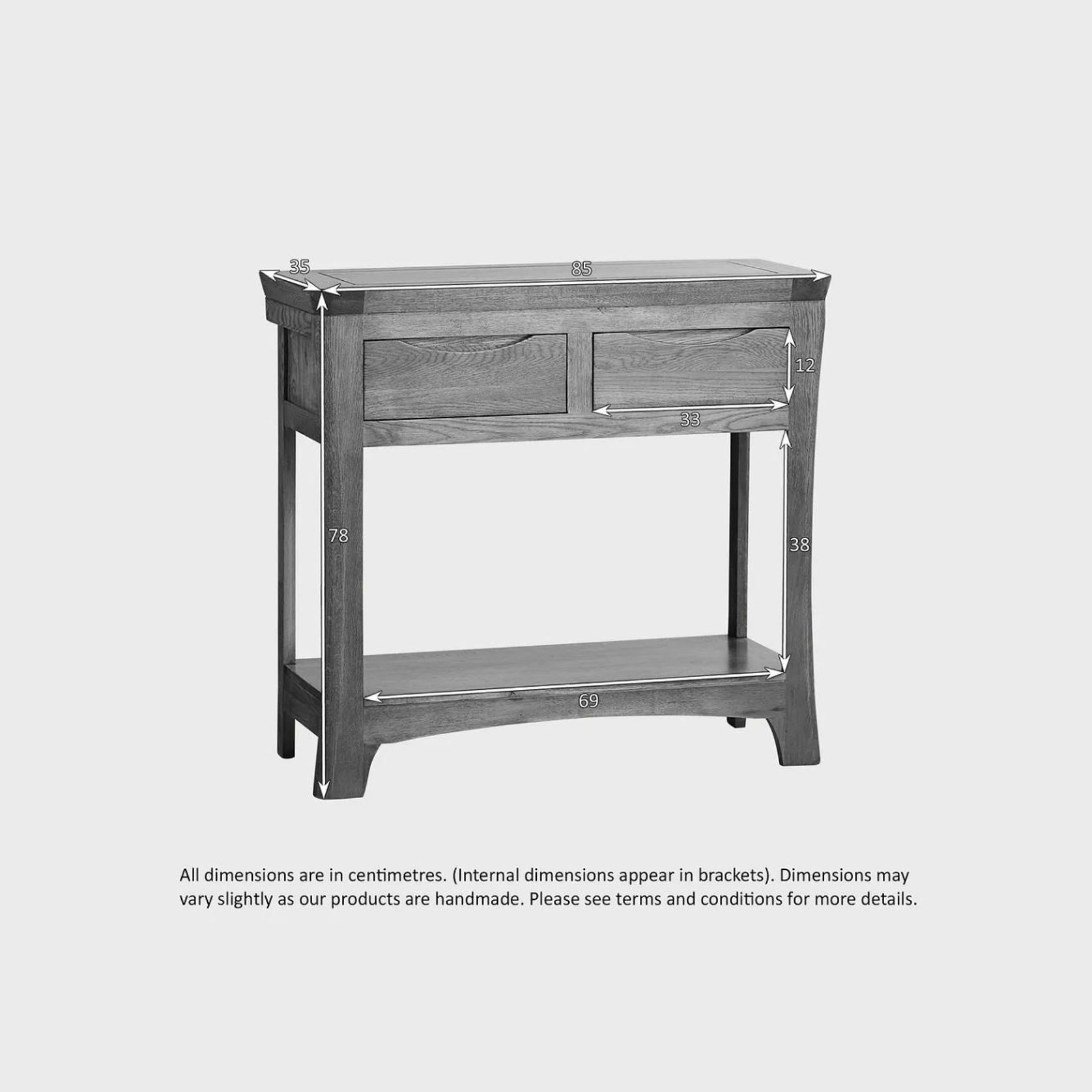 Renwick Rustic Solid Oak Console Table gallery detail image