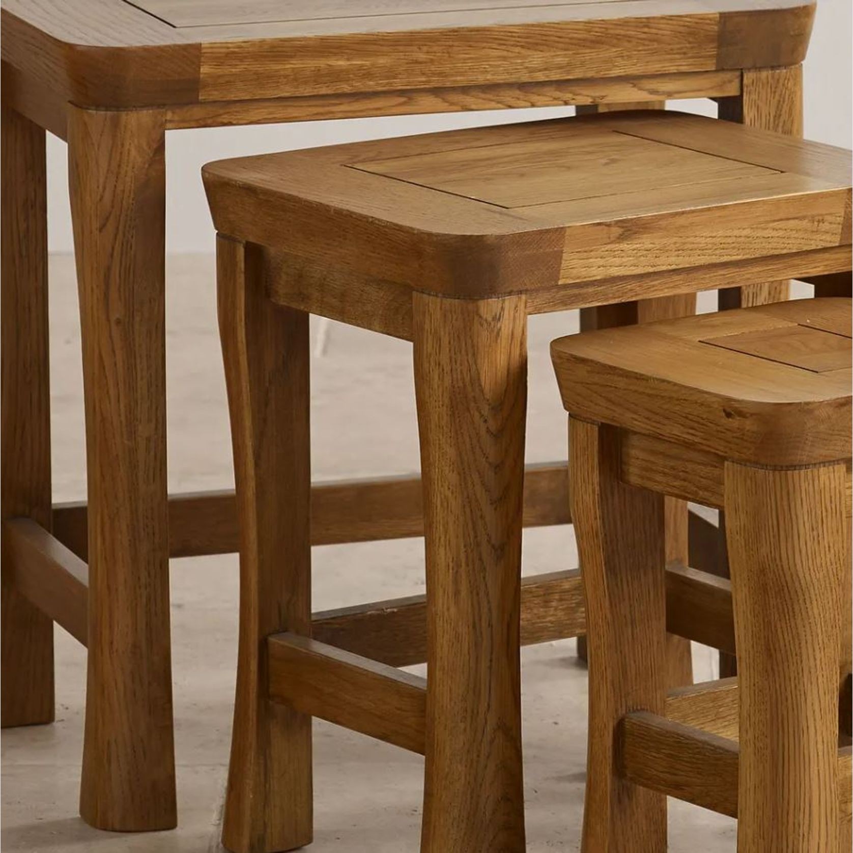 Renwick Rustic Solid Oak Nest of Tables gallery detail image