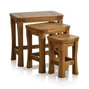 Renwick Rustic Solid Oak Nest of Tables gallery detail image