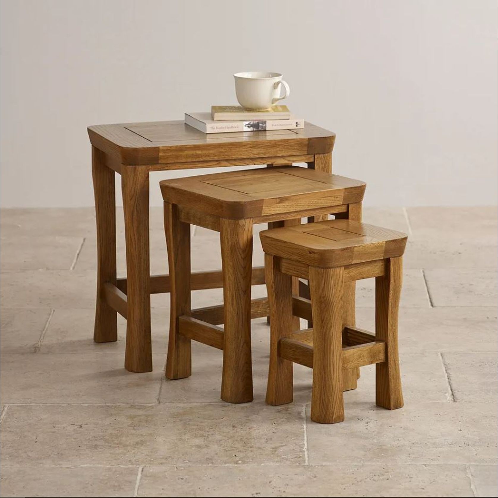 Renwick Rustic Solid Oak Nest of Tables gallery detail image