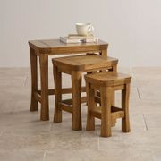 Renwick Rustic Solid Oak Nest of Tables gallery detail image