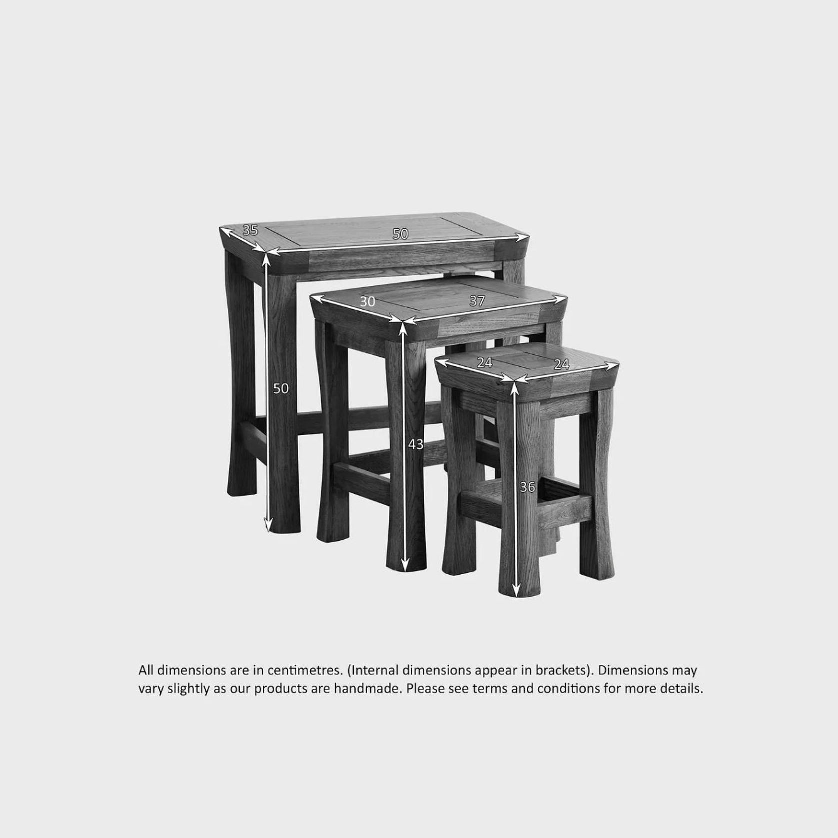 Renwick Rustic Solid Oak Nest of Tables gallery detail image