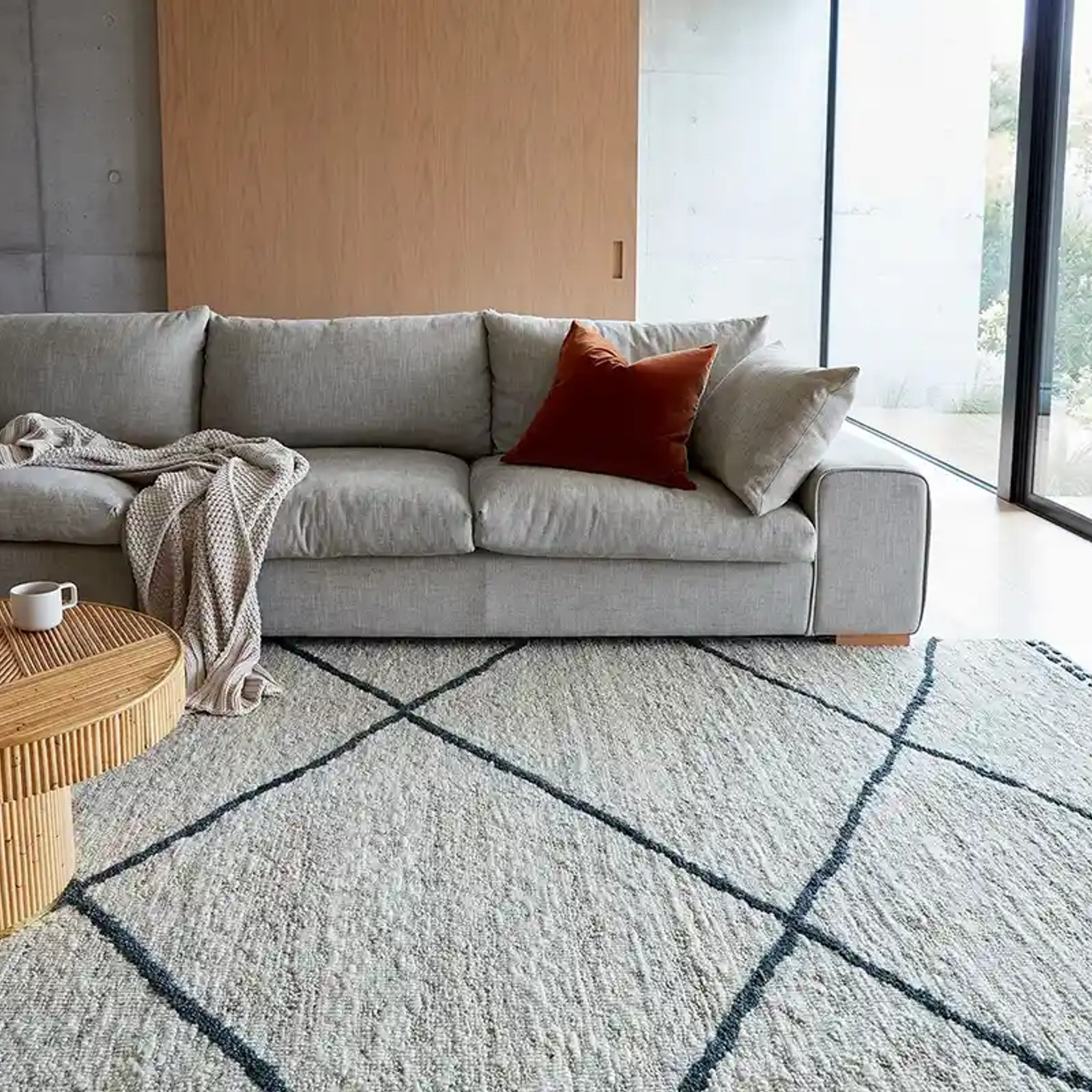 Tribe Home Ridge Rug - Grey and Charcoal | 100% Wool Floor Rug gallery detail image