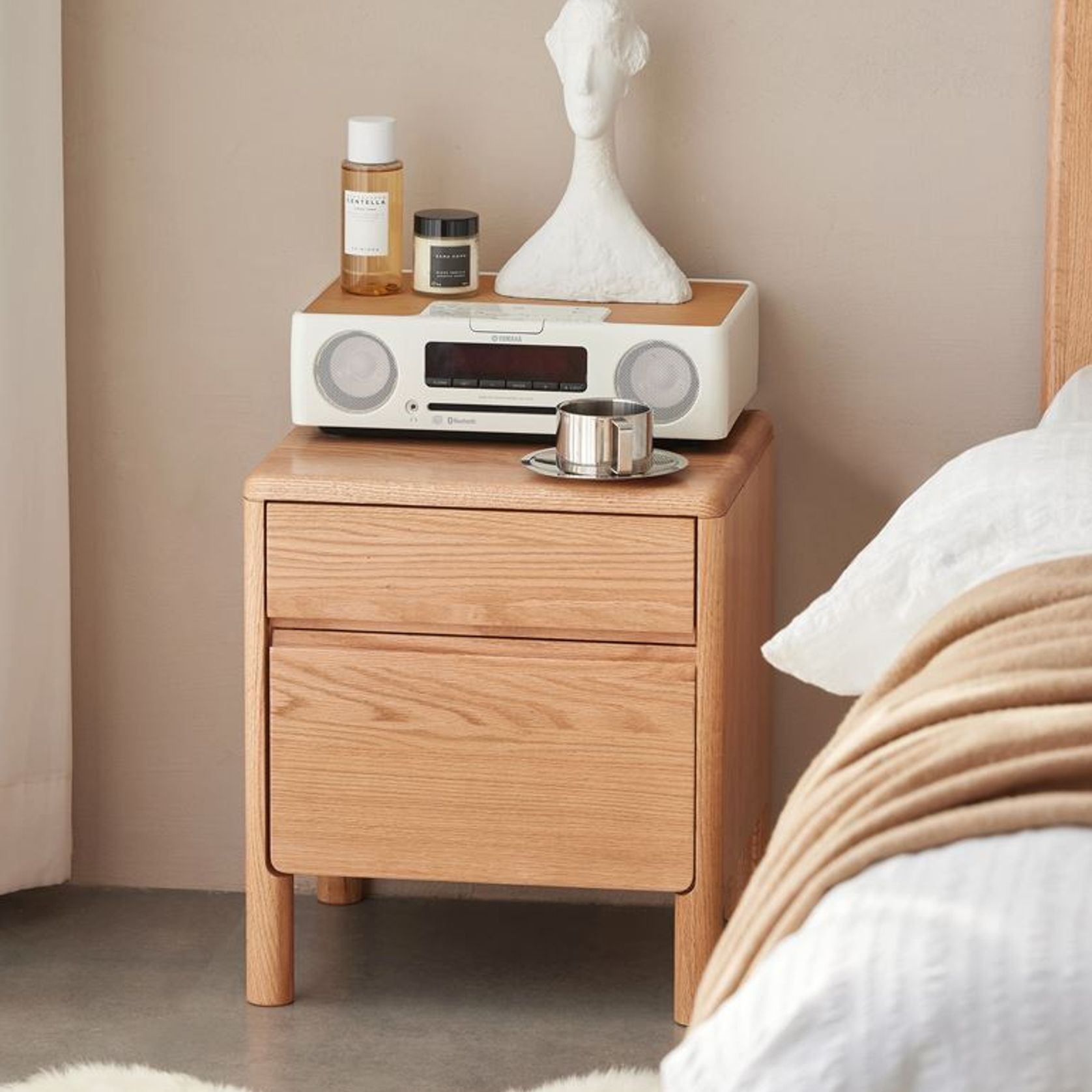 Riga Natural Solid Oak Bedside Table gallery detail image