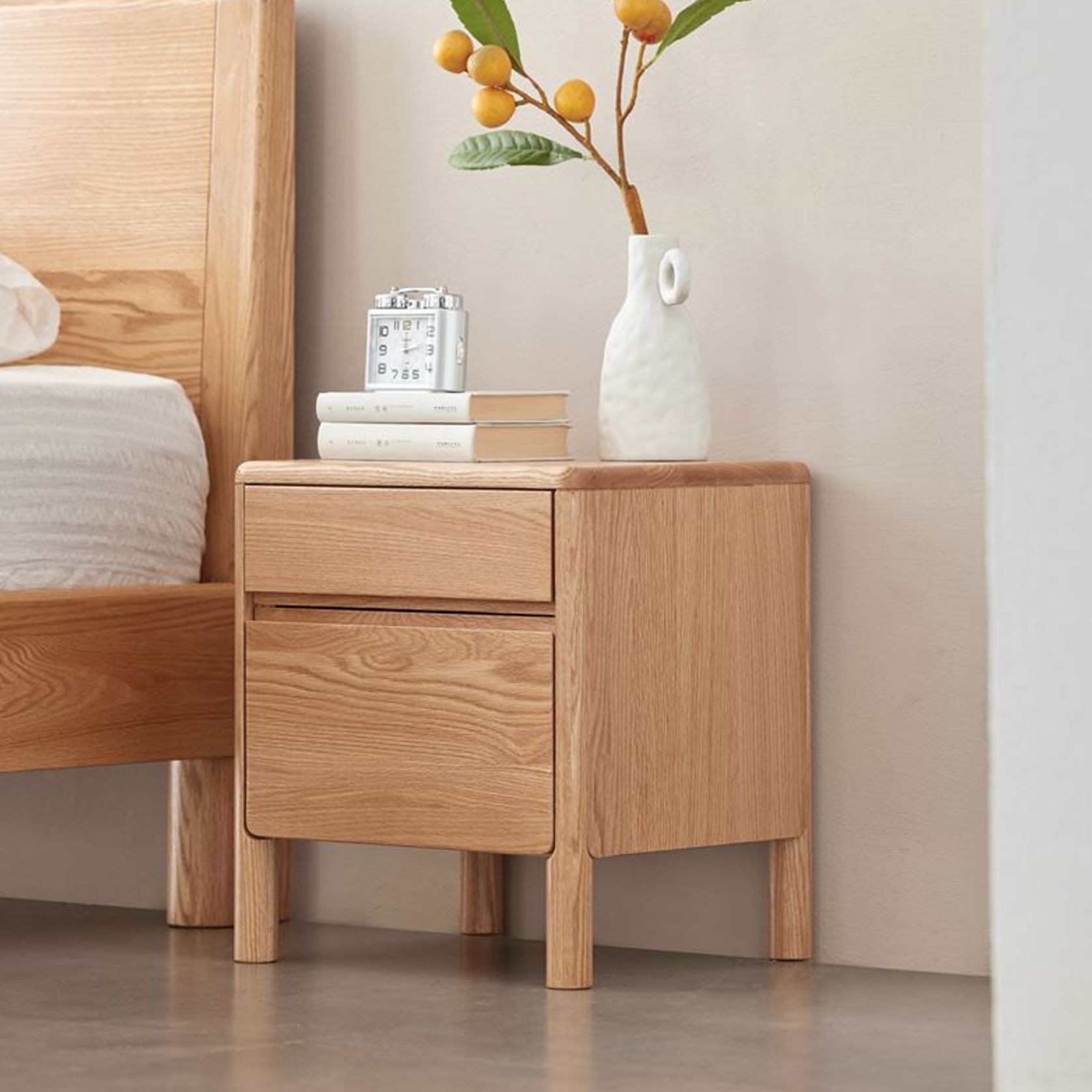 Riga Natural Solid Oak Bedside Table gallery detail image