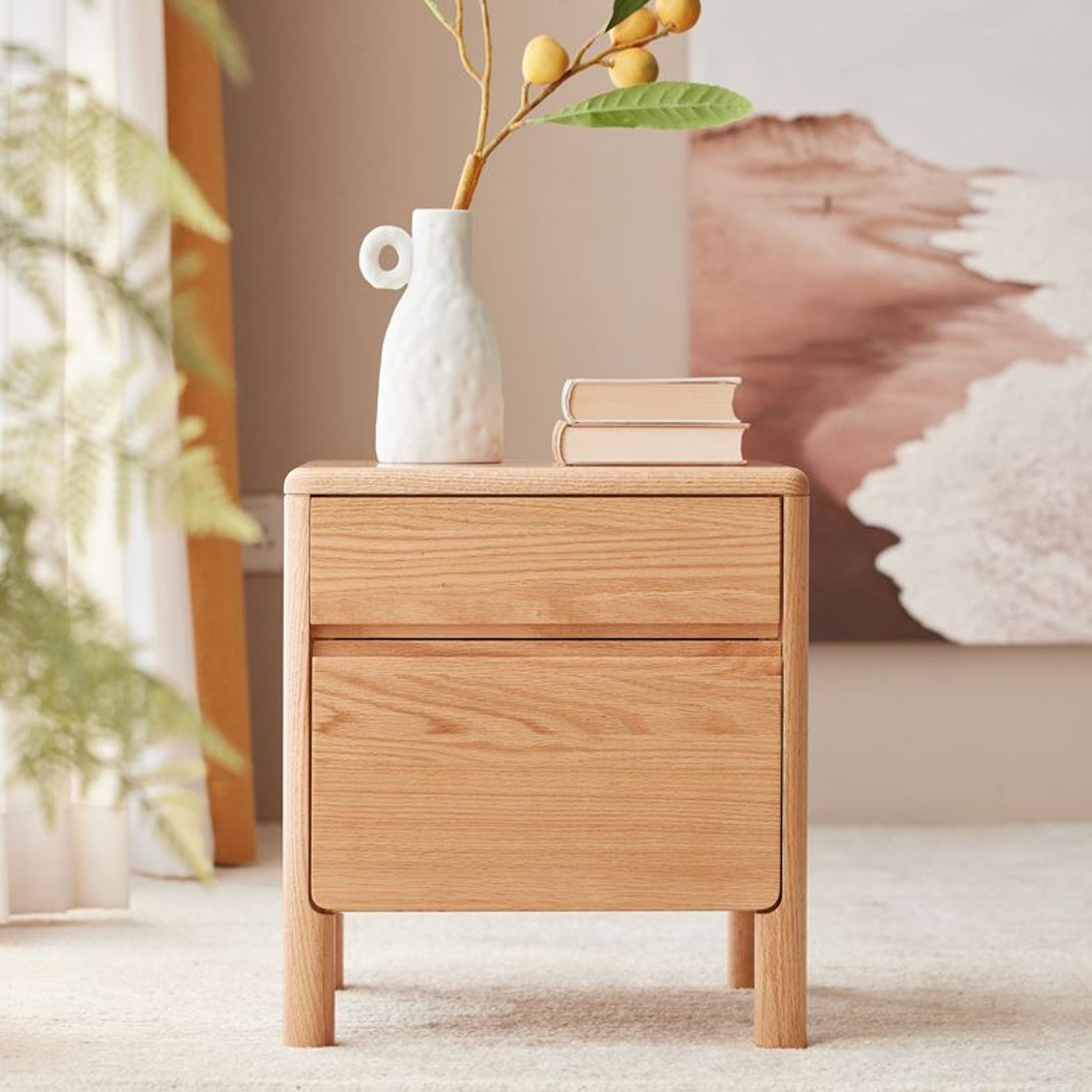 Riga Natural Solid Oak Bedside Table gallery detail image