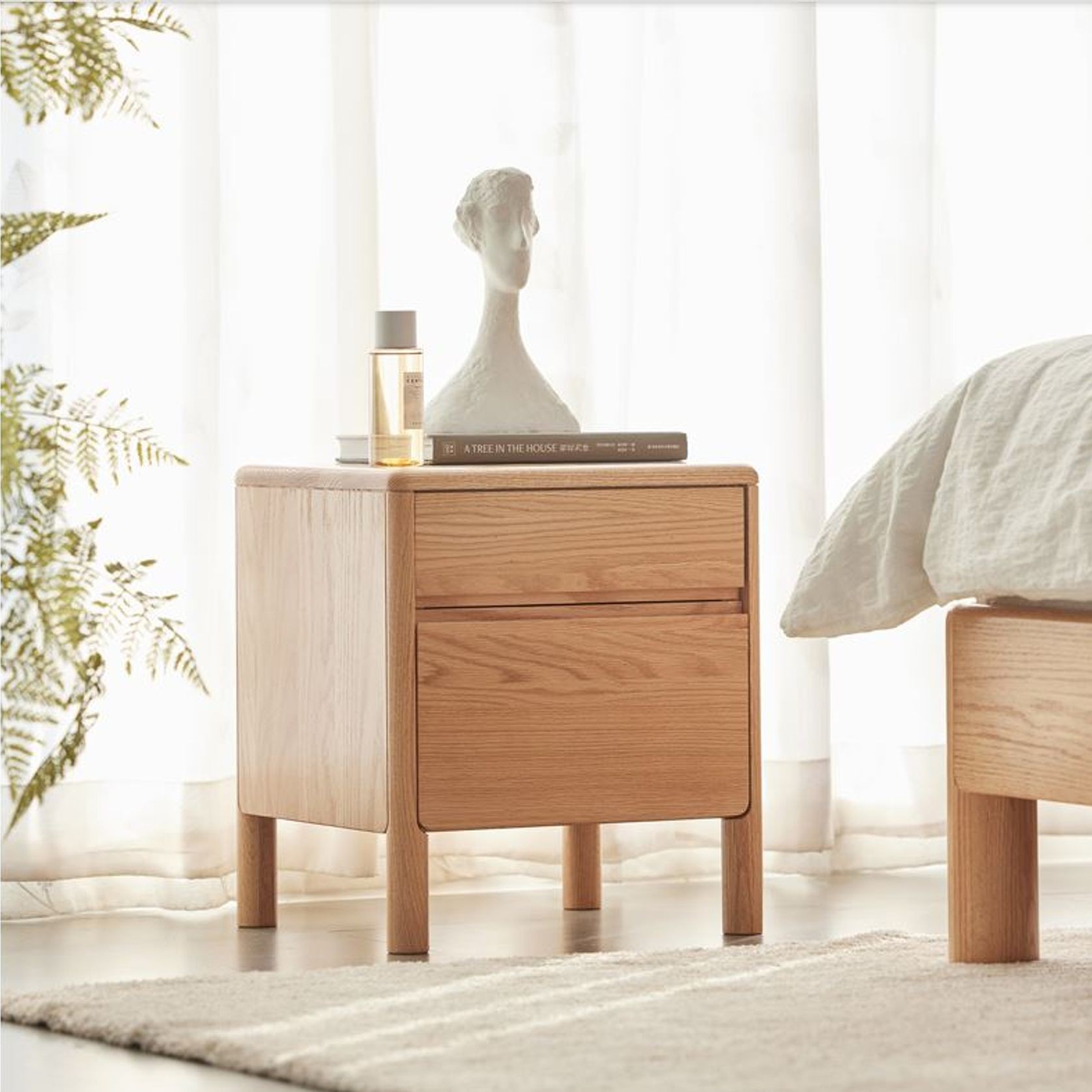 Riga Natural Solid Oak Bedside Table gallery detail image