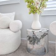 Round Plinth Side Table - Milky Blue Marble gallery detail image