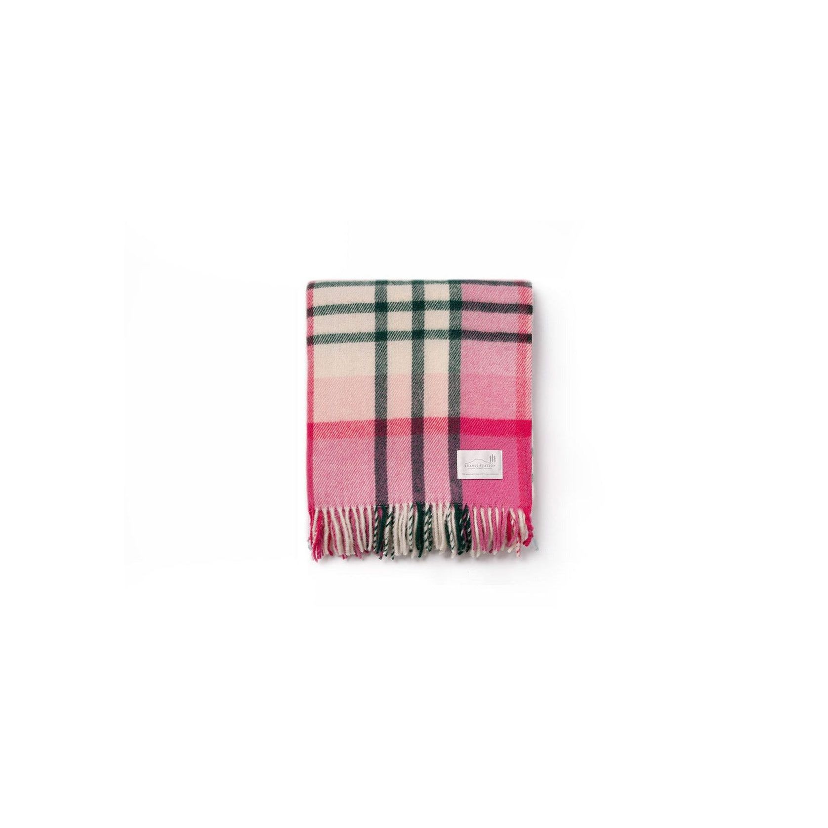 Ruanui Station Lambswool Throw - Pukehapua Pink Check gallery detail image