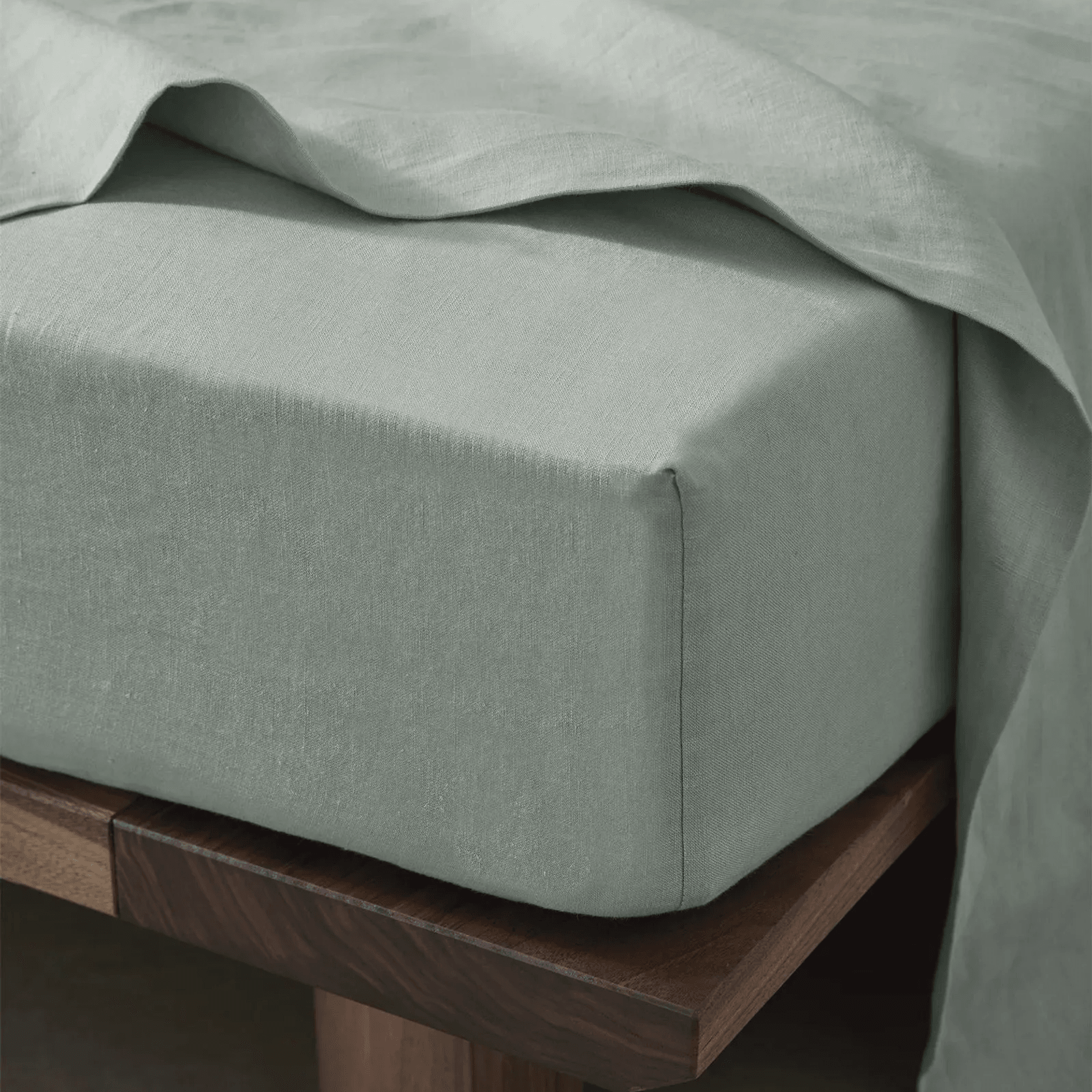 Ravello Linen Fitted Sheet - Sage  | Weave Home Bed Linen gallery detail image