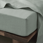 Ravello Linen Fitted Sheet - Sage | Weave Home Bed Linen gallery detail image