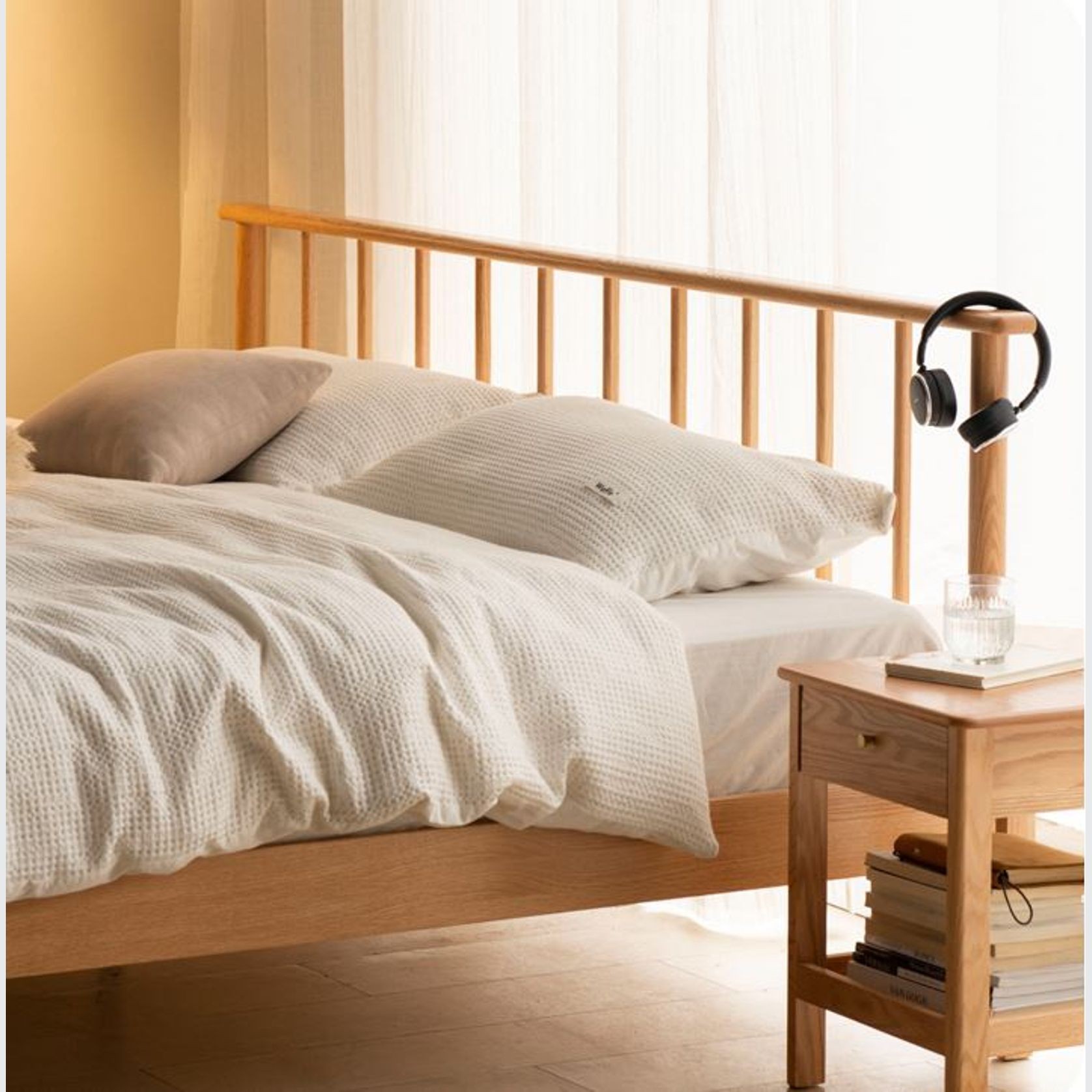 Salos Natural Solid Oak Bed Frame gallery detail image