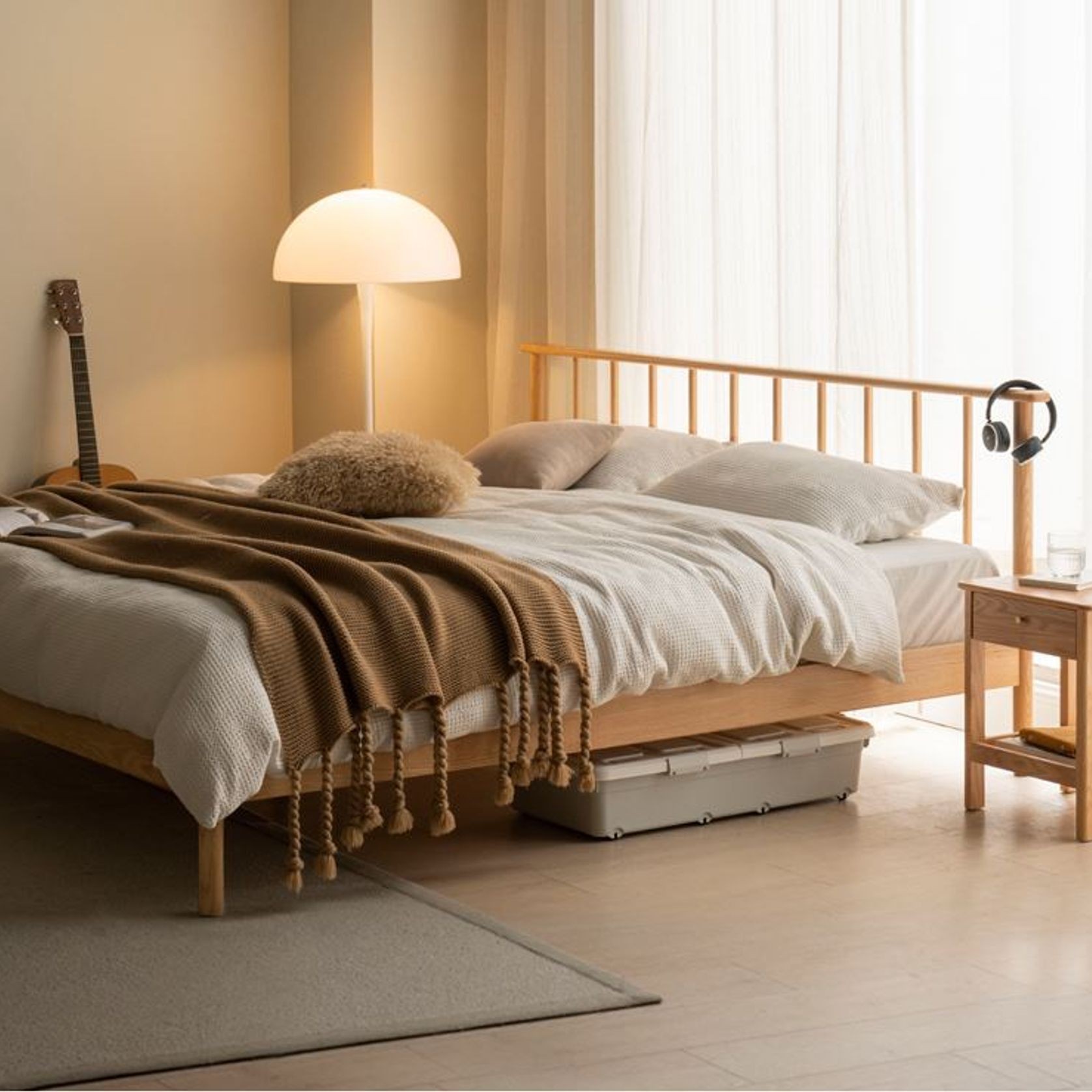 Salos Natural Solid Oak Bed Frame gallery detail image