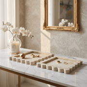 Scalloped Edge Tray - White Ivory Travertine gallery detail image