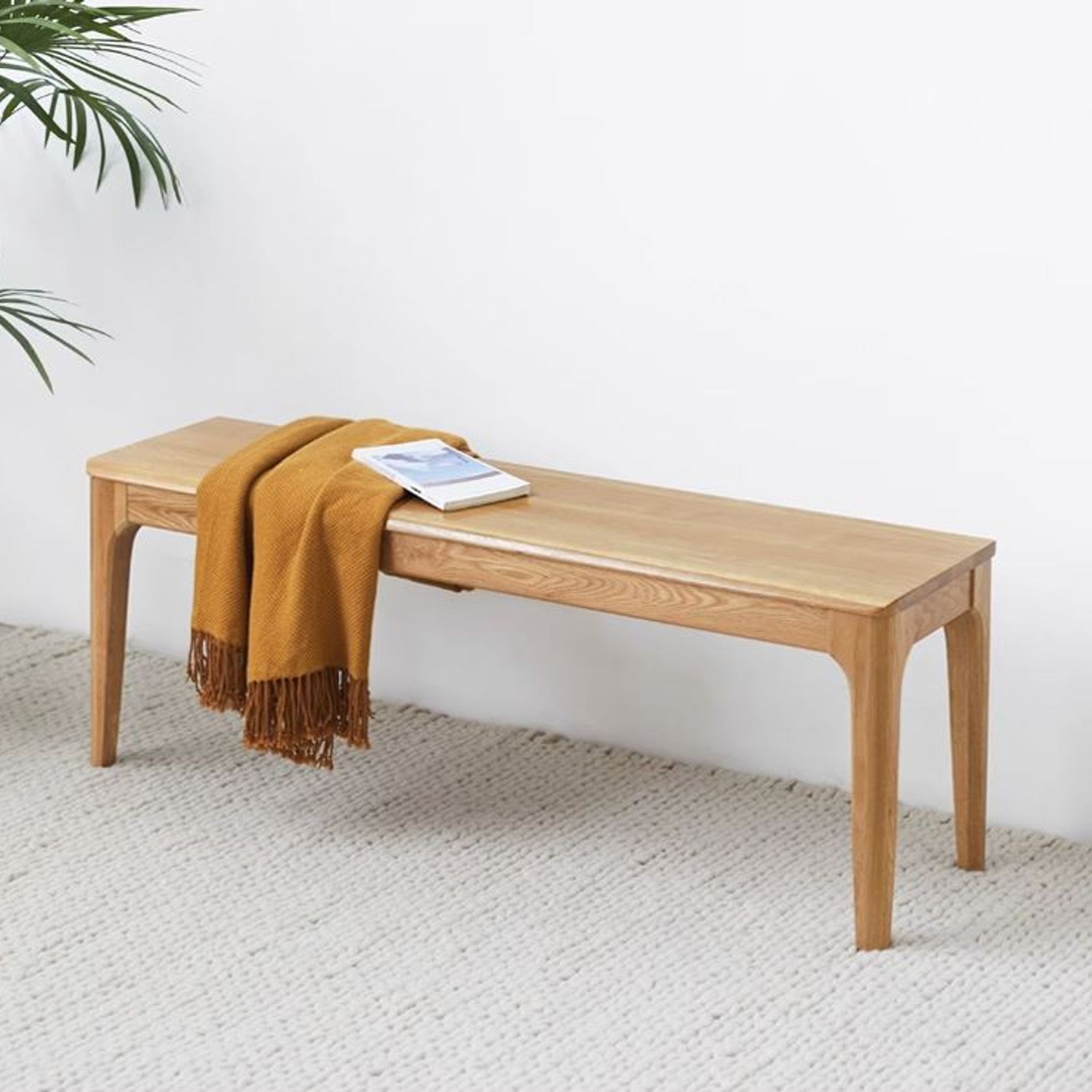 Seattle Natural Solid Oak Bench gallery detail image