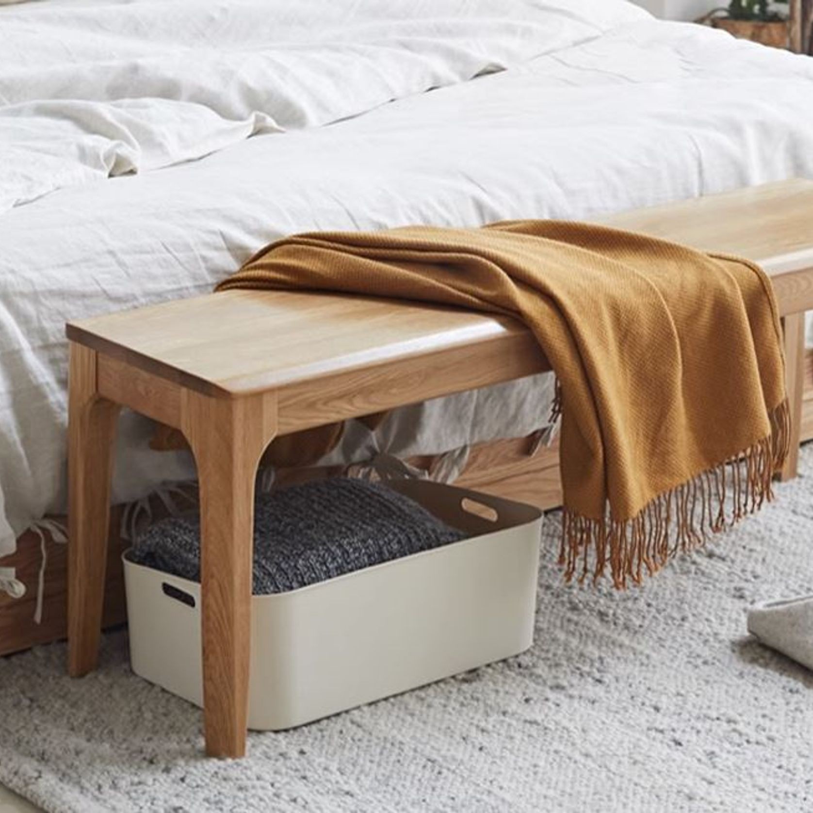 Seattle Natural Solid Oak Bench gallery detail image