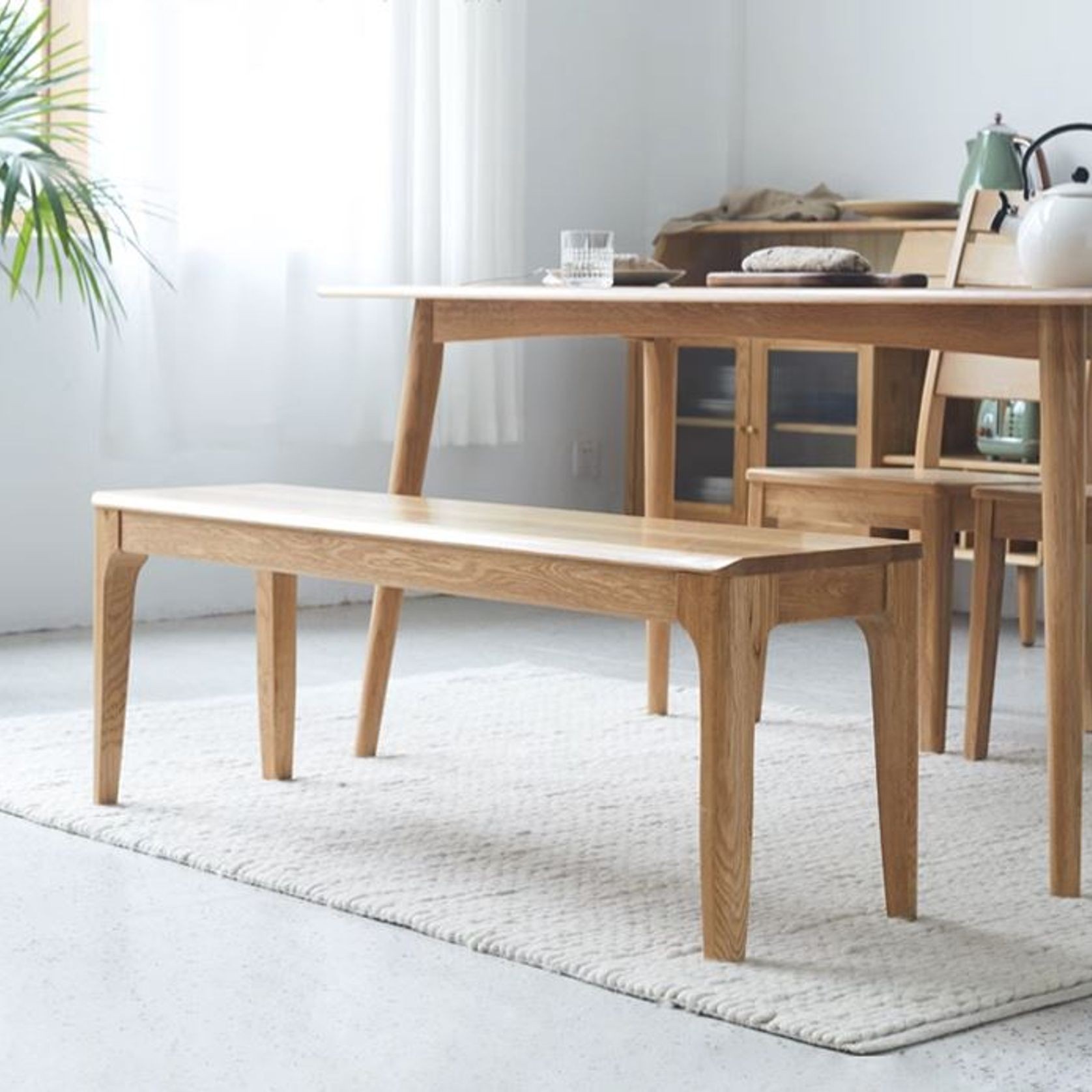 Seattle Natural Solid Oak Bench gallery detail image