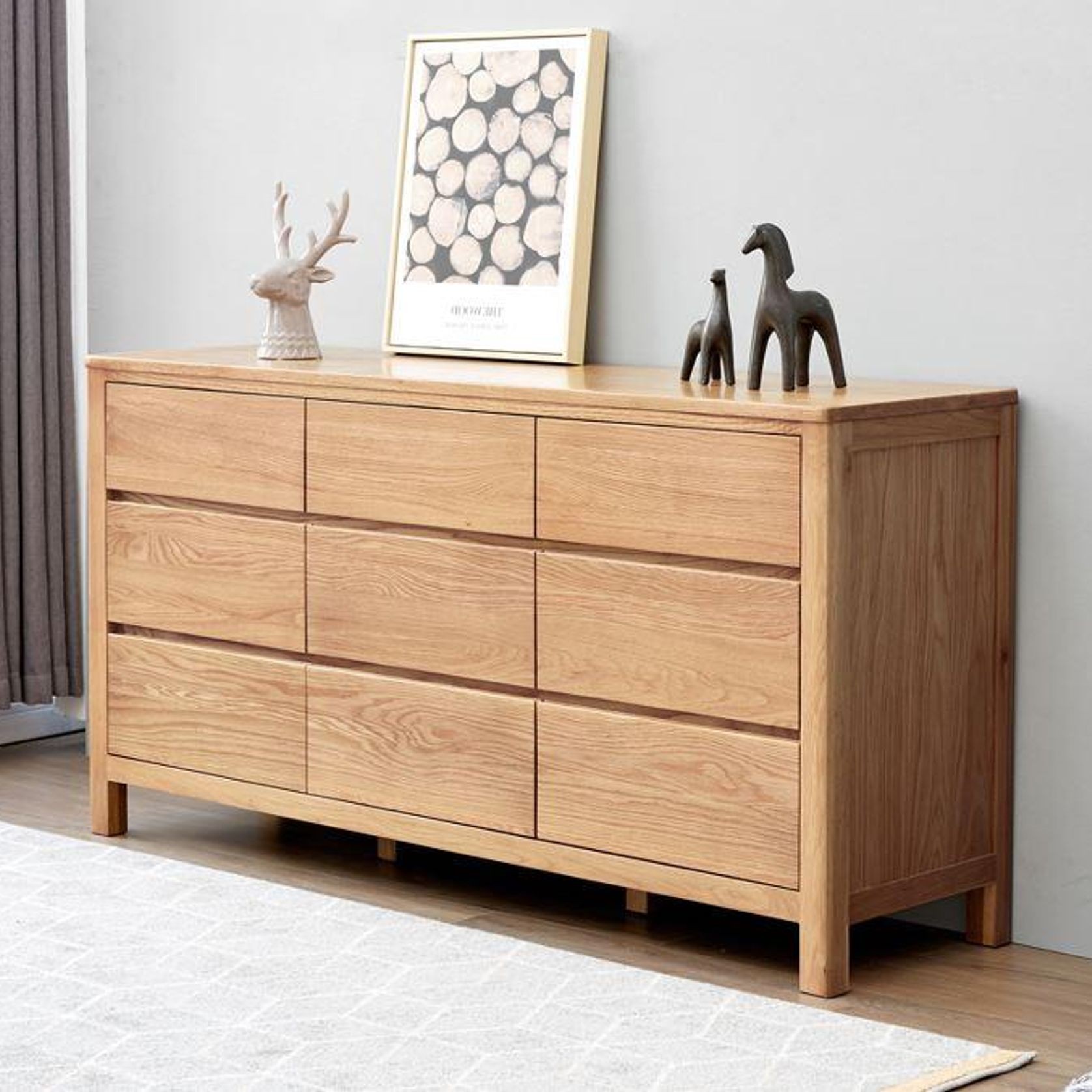 Humbie Natural Solid Oak Chest of 9 Drawers gallery detail image