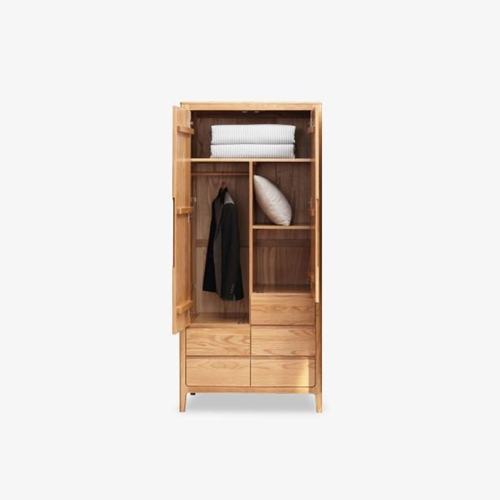 Seattle Natural Solid Oak Double Wardrobe gallery detail image