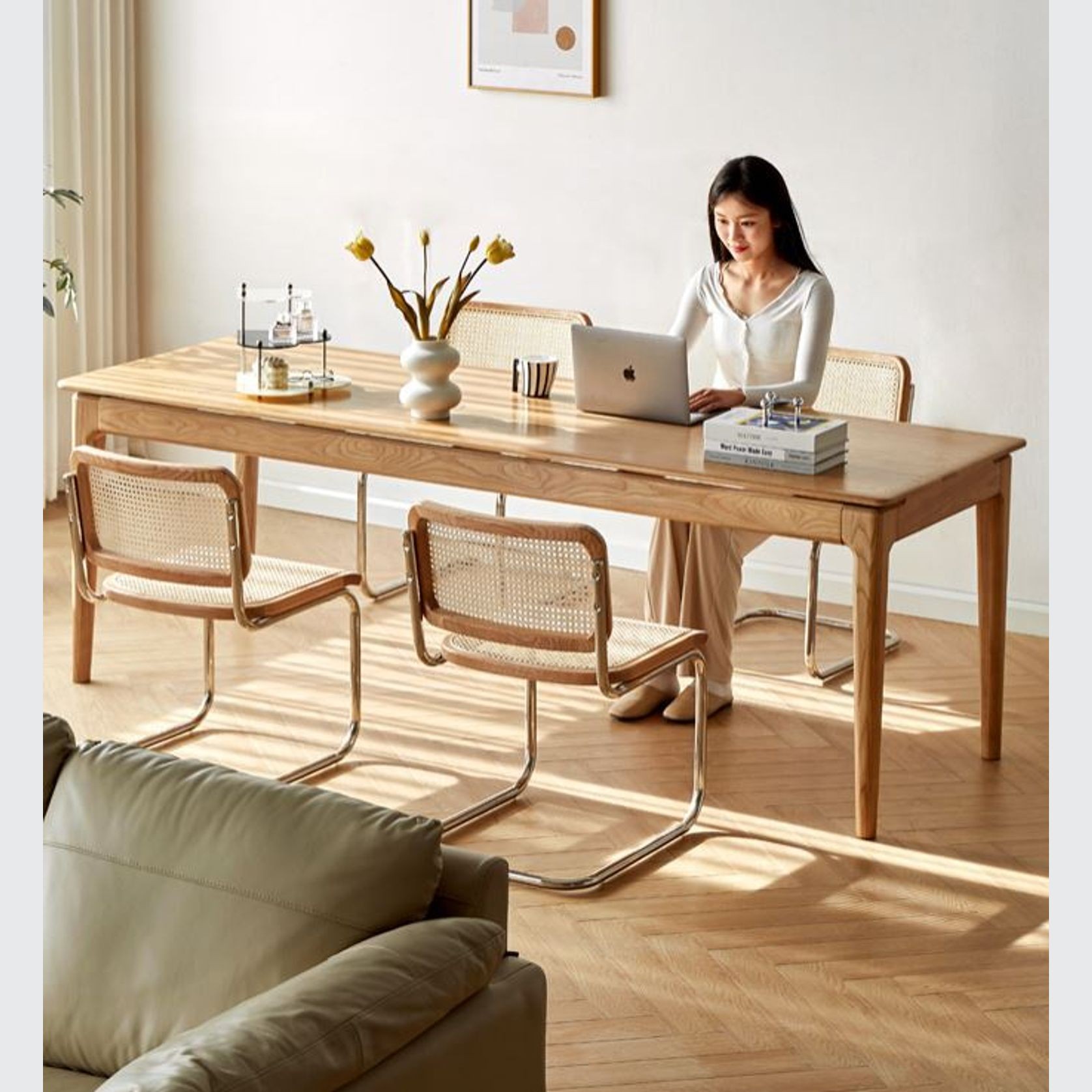 Seattle Natural Solid Ash Large Dining Table gallery detail image