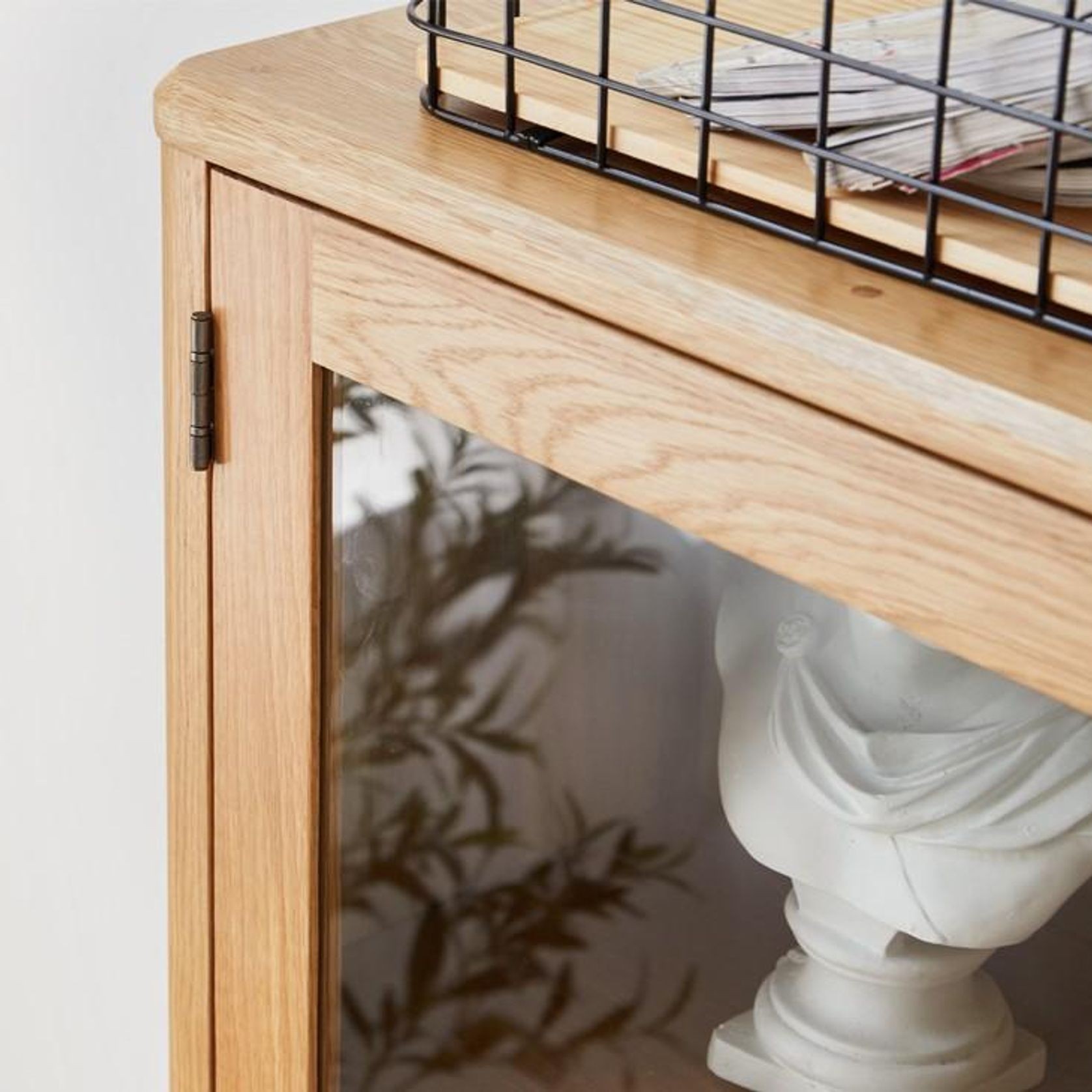 Seattle Natural Solid Oak Slim Display Cabinet gallery detail image