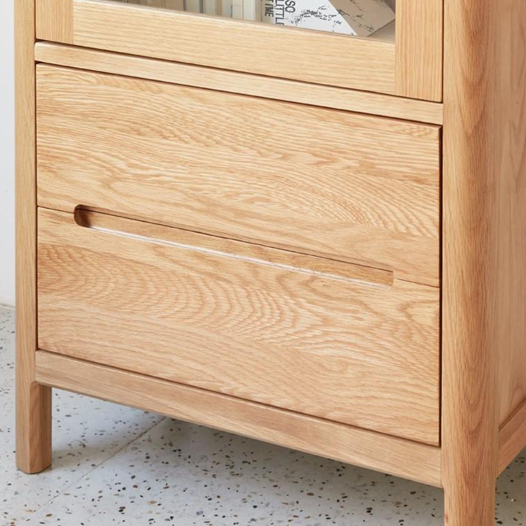 Seattle Natural Solid Oak Slim Display Cabinet gallery detail image