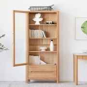 Seattle Natural Solid Oak Slim Display Cabinet gallery detail image