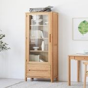 Seattle Natural Solid Oak Slim Display Cabinet gallery detail image