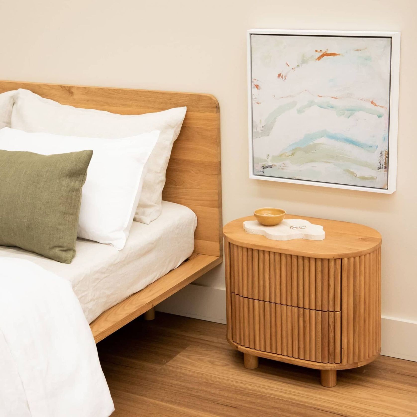 Serene Queen Bed - Oak gallery detail image