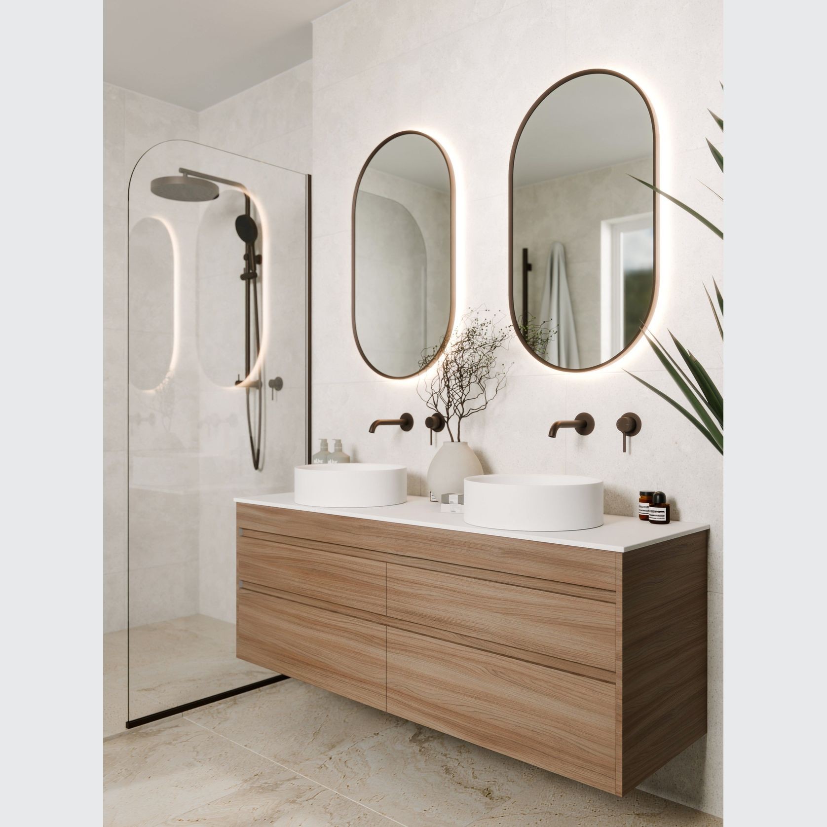 Code Luxe 1200 Wall Hung Double Basin Vanity | 2 Drawer gallery detail image
