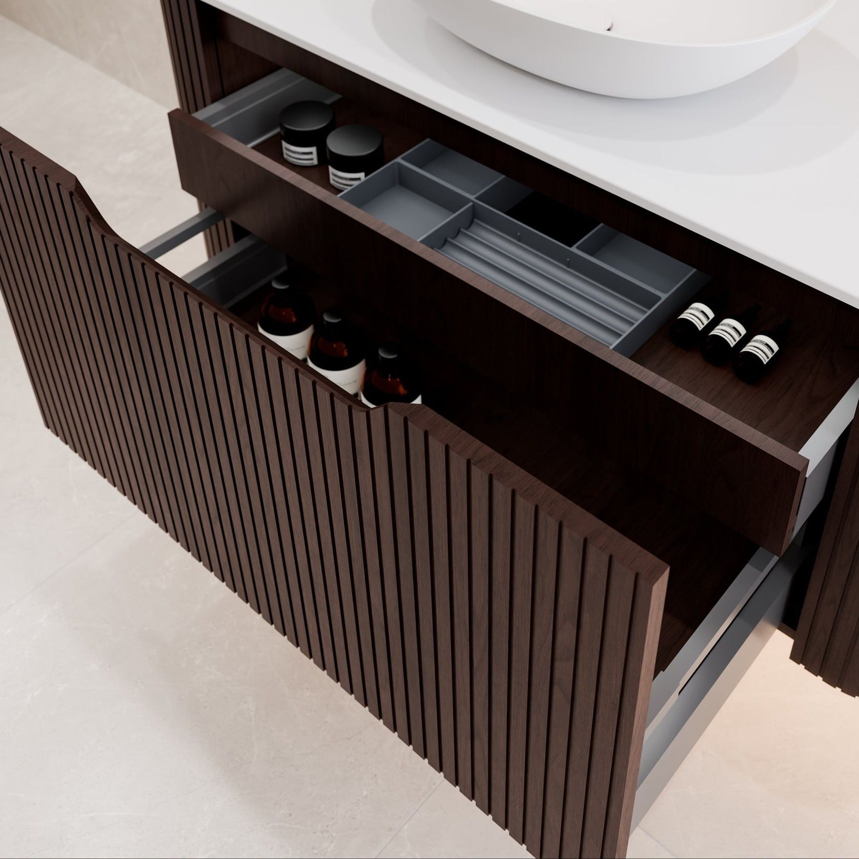 Aria 750 Wall Hung Vanity | Villastone Slab Top gallery detail image